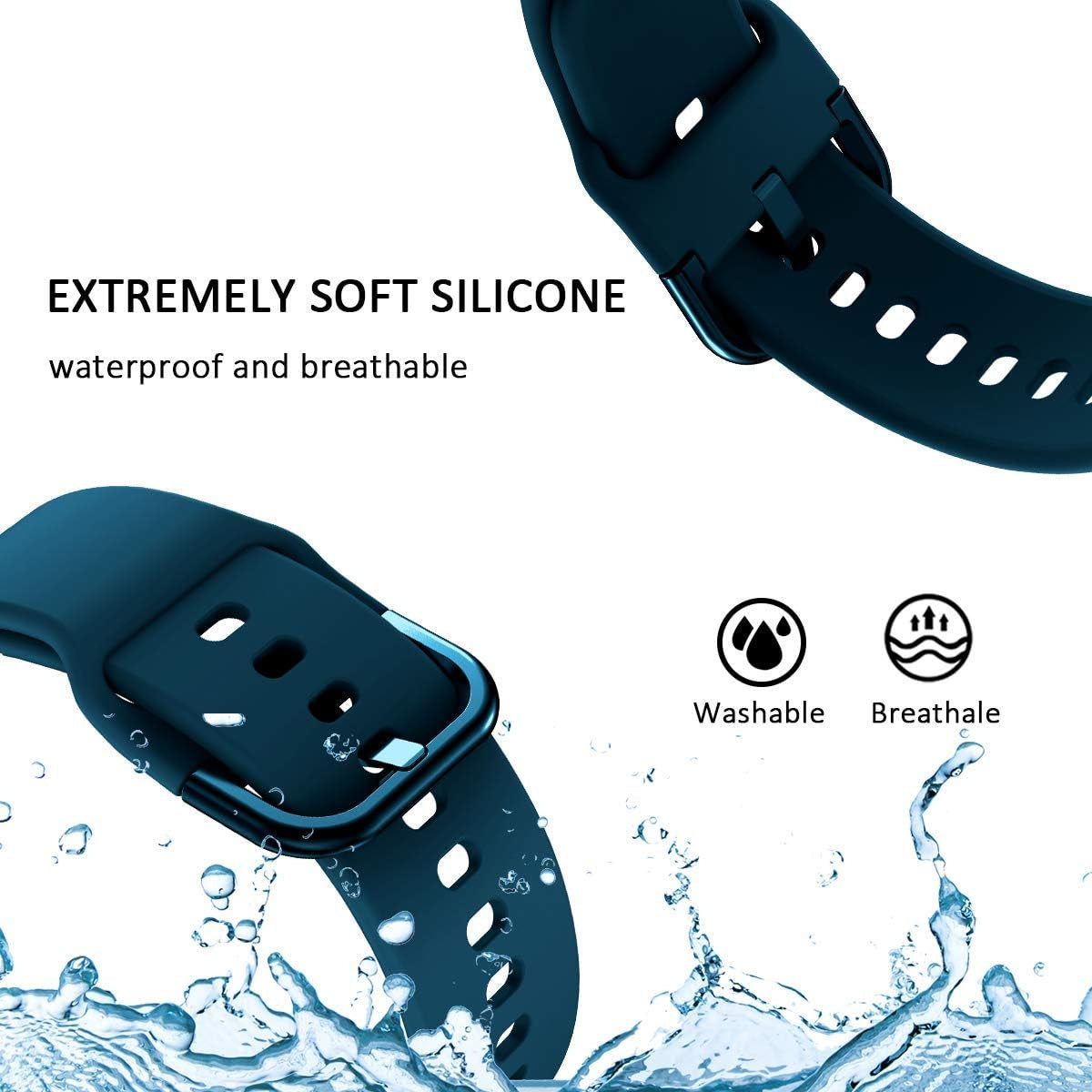 Galaxy Watch 5/6/4 Band,Bands for Samsung Watch Active 2 40Mm 44Mm,Galaxy Watch 5 Pro/Galaxy Watch 3 41Mm/Active,20Mm Soft Silicone Band Correa Sport Strap Galaxy 6/4 Classic Bands Wristbands