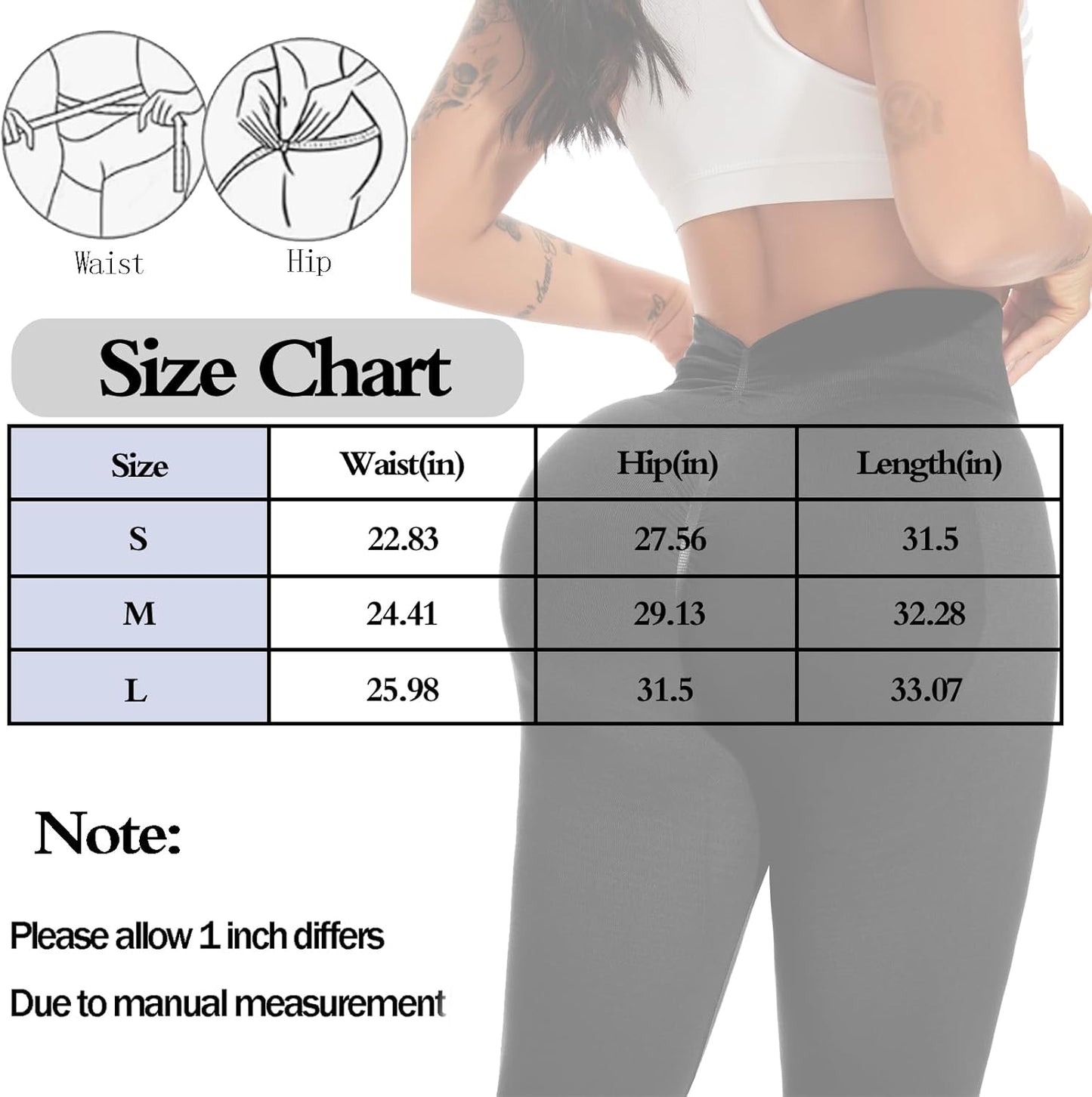 V Back Scrunch Butt Leggings for Women Butt Lifting Workout Leggings High Waisted Yoga Pants Booty Gym Tights