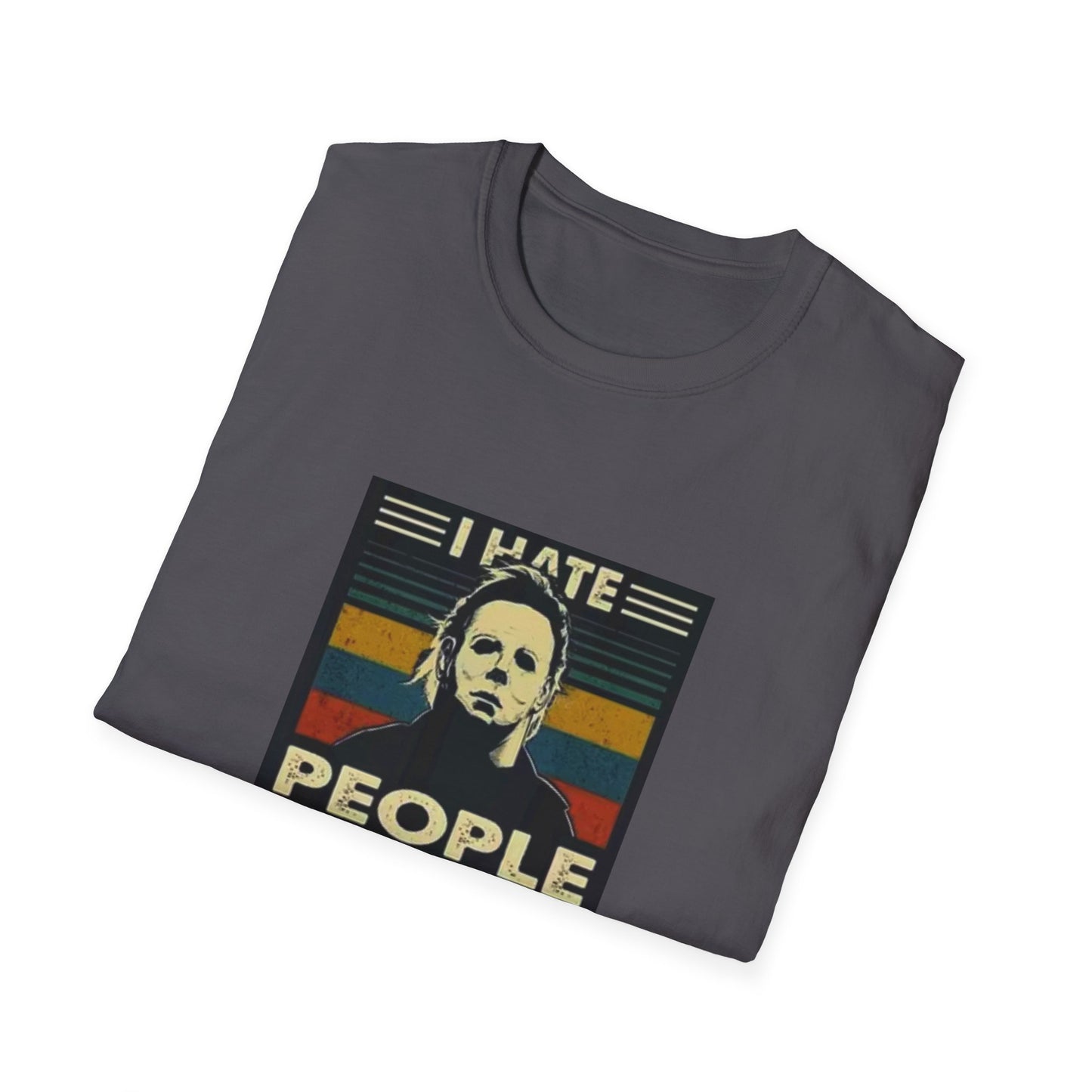 Tees Michael Myers I Hate People Vintage Print Short-Sleeved Tee Men'S Black T Shirt Unisex Softstyle T-Shirt