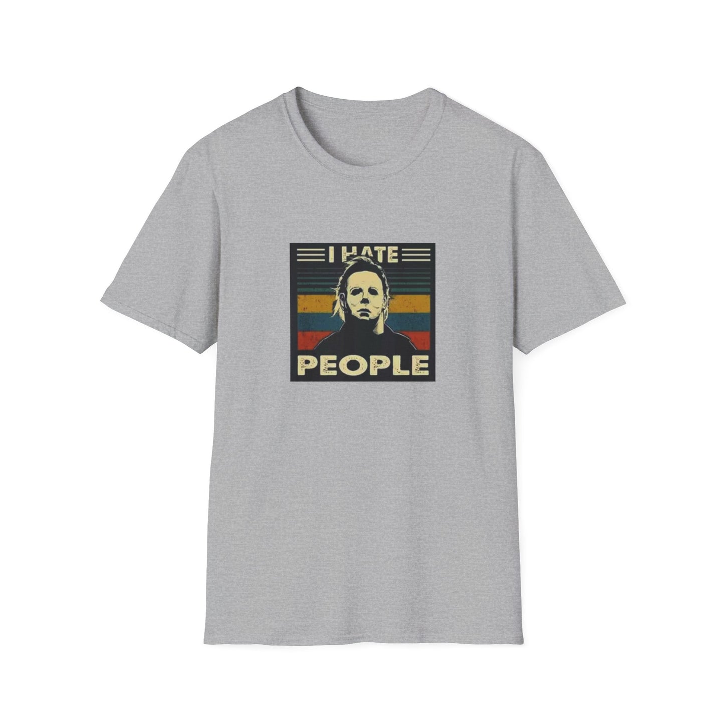 Tees Michael Myers I Hate People Vintage Print Short-Sleeved Tee Men'S Black T Shirt Unisex Softstyle T-Shirt