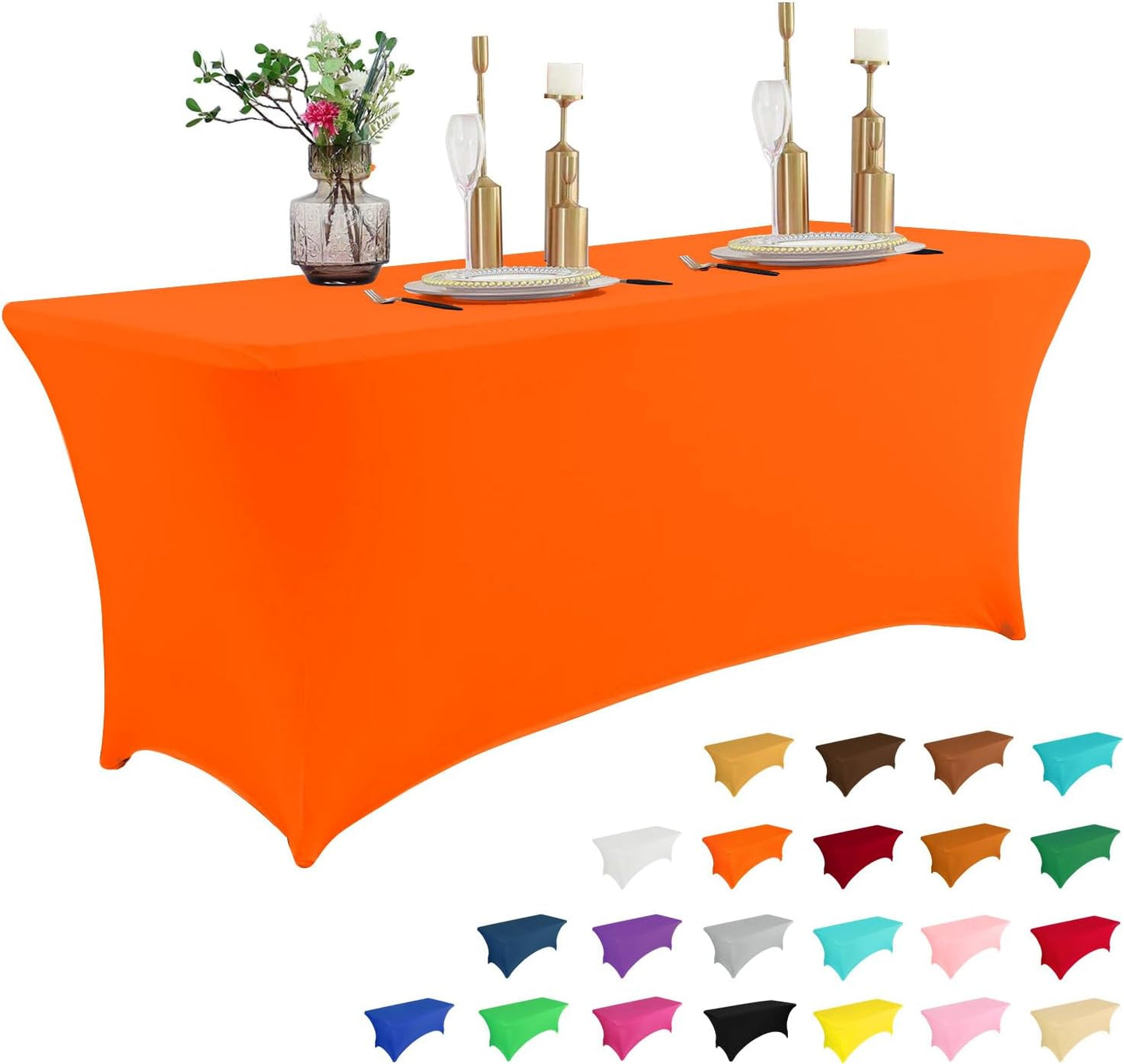 2 Pack 6FT Table Cloth for Rectangular Fitted Events Stretch Black Table Covers Washable Table Cover Spandex Tablecloth Table Protector for Party, Wedding, Cocktail, Banquet, Festival