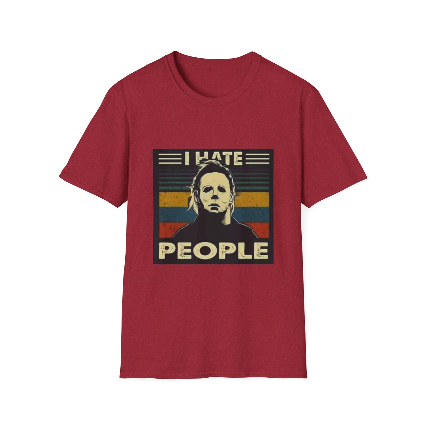 Tees Michael Myers I Hate People Vintage Print Short-Sleeved Tee Men'S Black T Shirt Unisex Softstyle T-Shirt