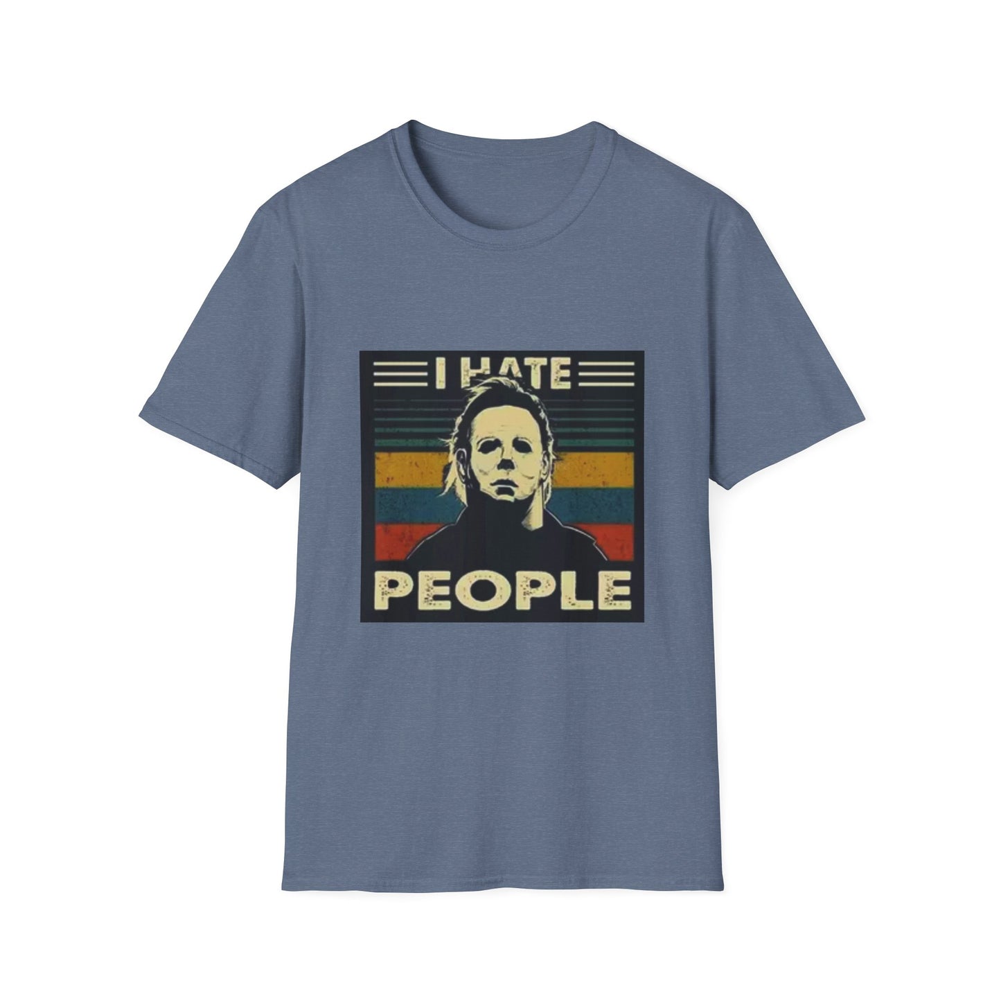 Tees Michael Myers I Hate People Vintage Print Short-Sleeved Tee Men'S Black T Shirt Unisex Softstyle T-Shirt