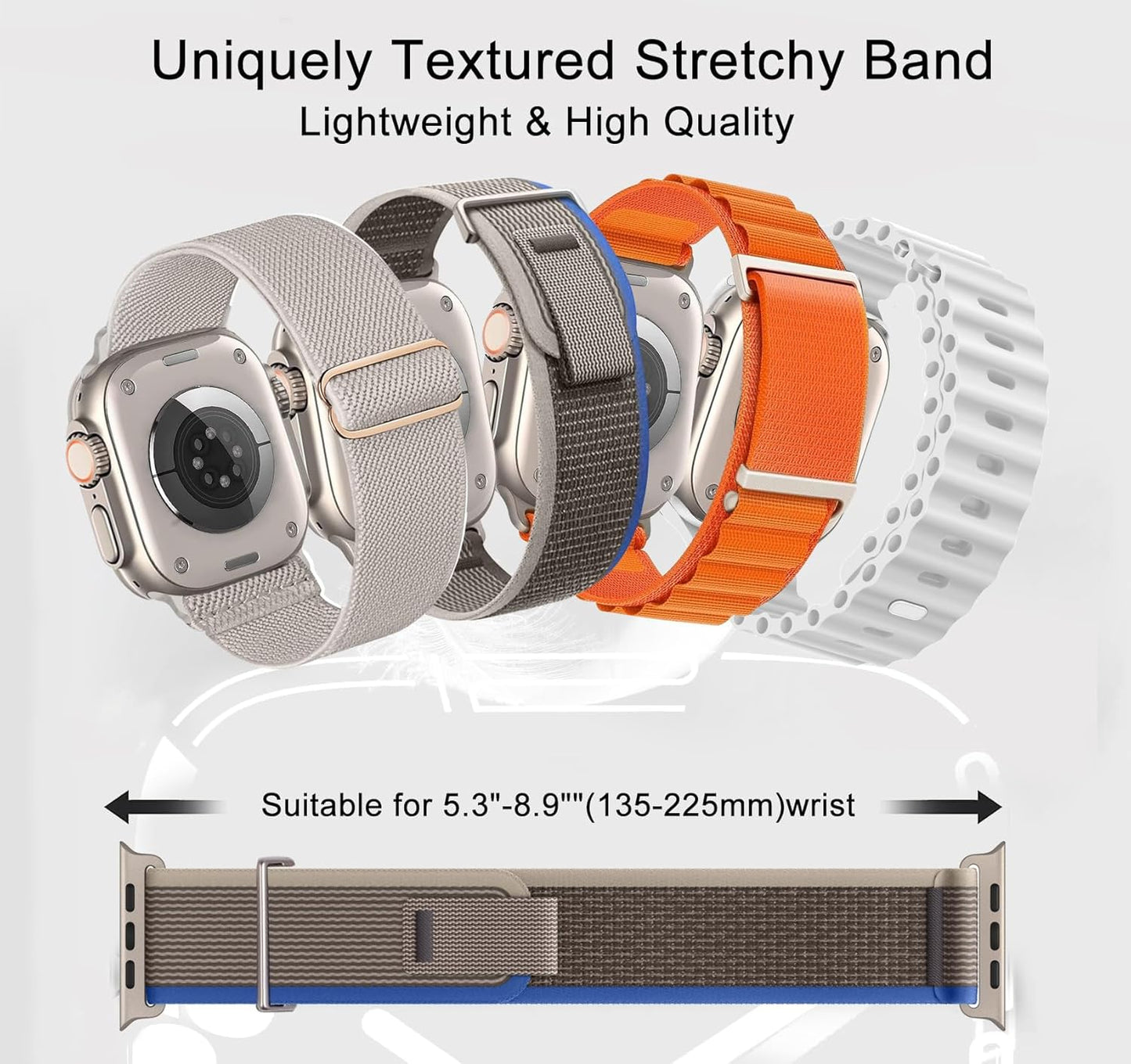 8 Pack Compatible with Apple-Watch-Ultra-Band 49Mm 46Mm 45Mm 44Mm for Men Women,Breathable Trail Loop+Alpine Loop+Ocean Band for Ultra 2/Ultra Iwatch Serie 10 9 8 7 6 SE 5 4 3 2 1
