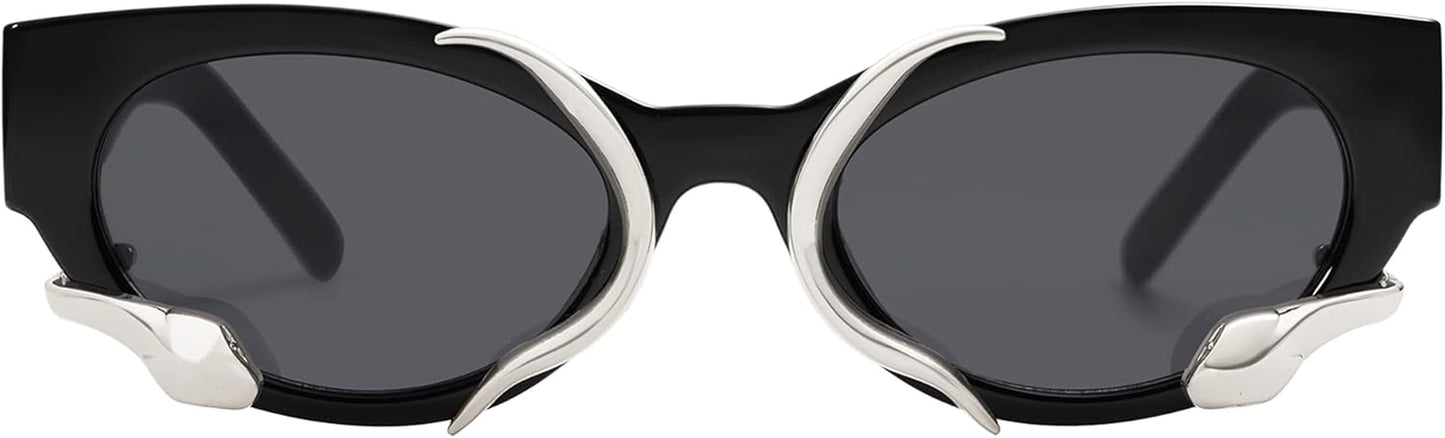 Trendy Sunglasses for Women Men Vintage Narrow Cateye Metal Snake Sunnie Y2K Accessories AP3621