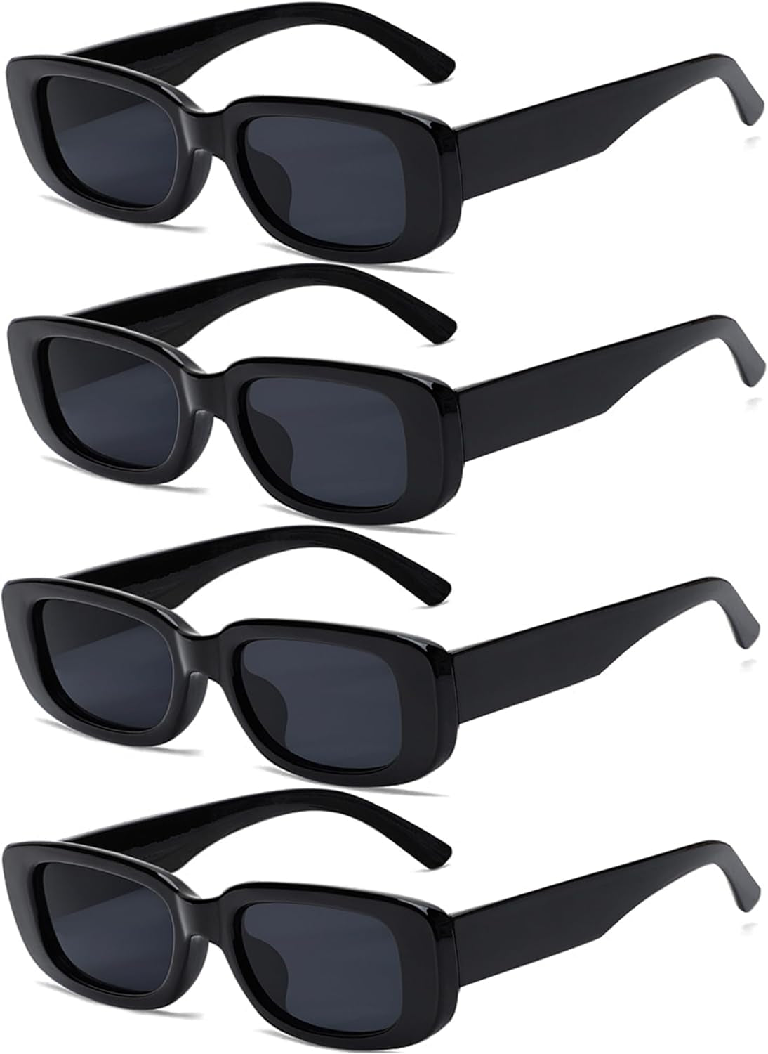 4 Pieces Retro Vintage Sunglasses Small Square Rectangle 90S Glasses Trendy Y2K for Women Aesthetic Accessories