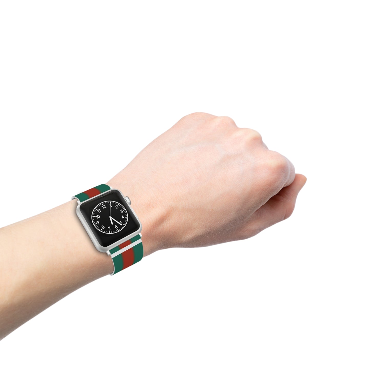 Stylish Apple Watch Band - Green & Red Stripe Design