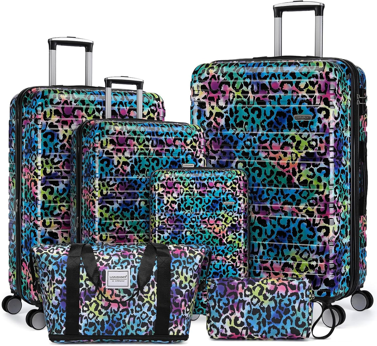 Luggage Sets 3 Piece, Hardside 20 in Carry on Luggage Airline Approved PC+ABS Suitcase Set with Spinner Wheels TSA Lock, Lightweight Rolling Suitcase for Men and Women, Leopard