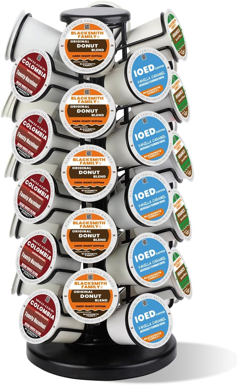 K Cup Holders,K Cup Holder, K Cups Holder,K Cup Carousel, Coffee Pods Holder Storage Organizer Stand (Black, 40 Pods Capacity K/D Design)