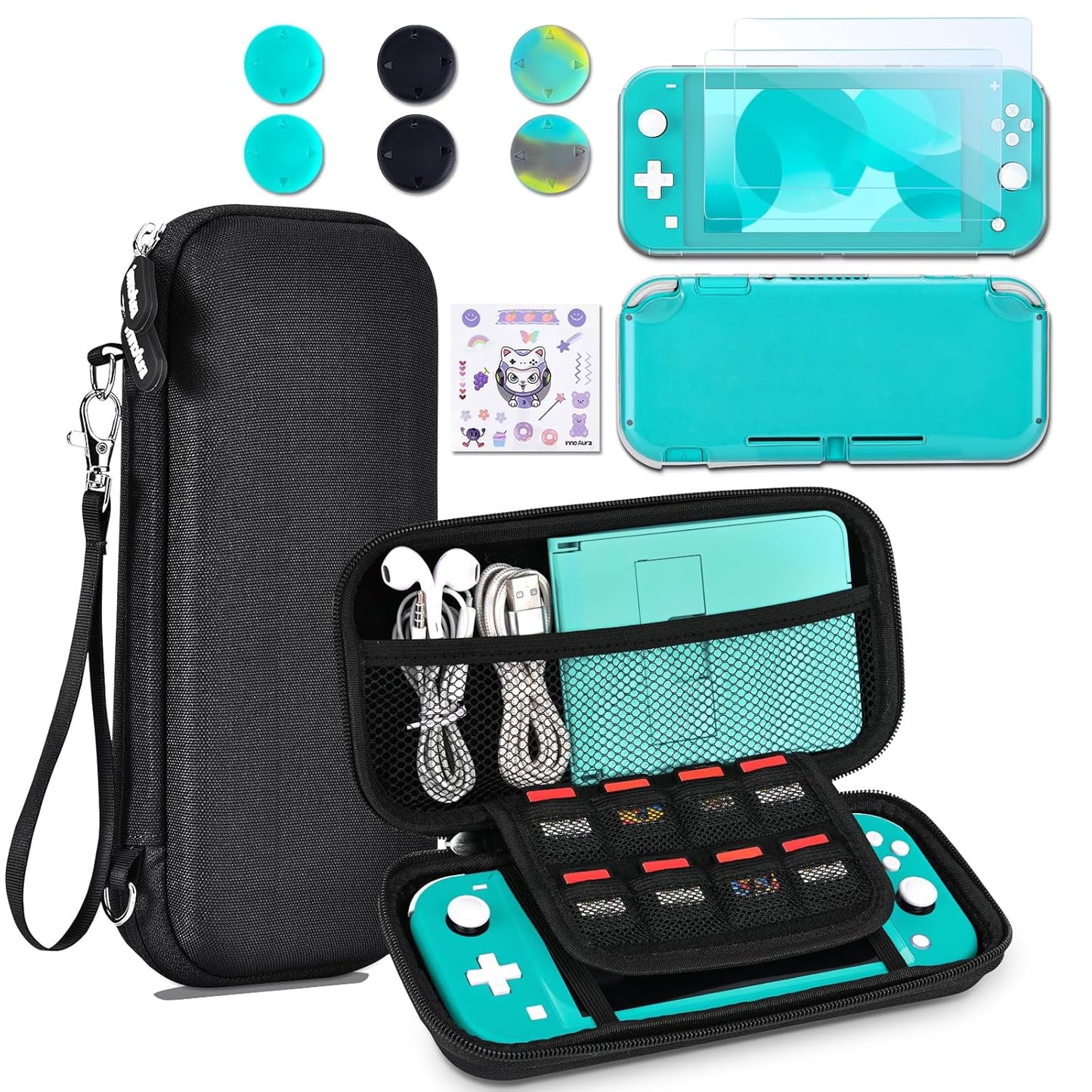 Switch Lite Case 18 in 1 Switch Lite Accessories Bundle with Switch Lite Carrying Case, Switch Game Case, Switch Lite Screen Protector, Switch Thumb Grips (Purple)