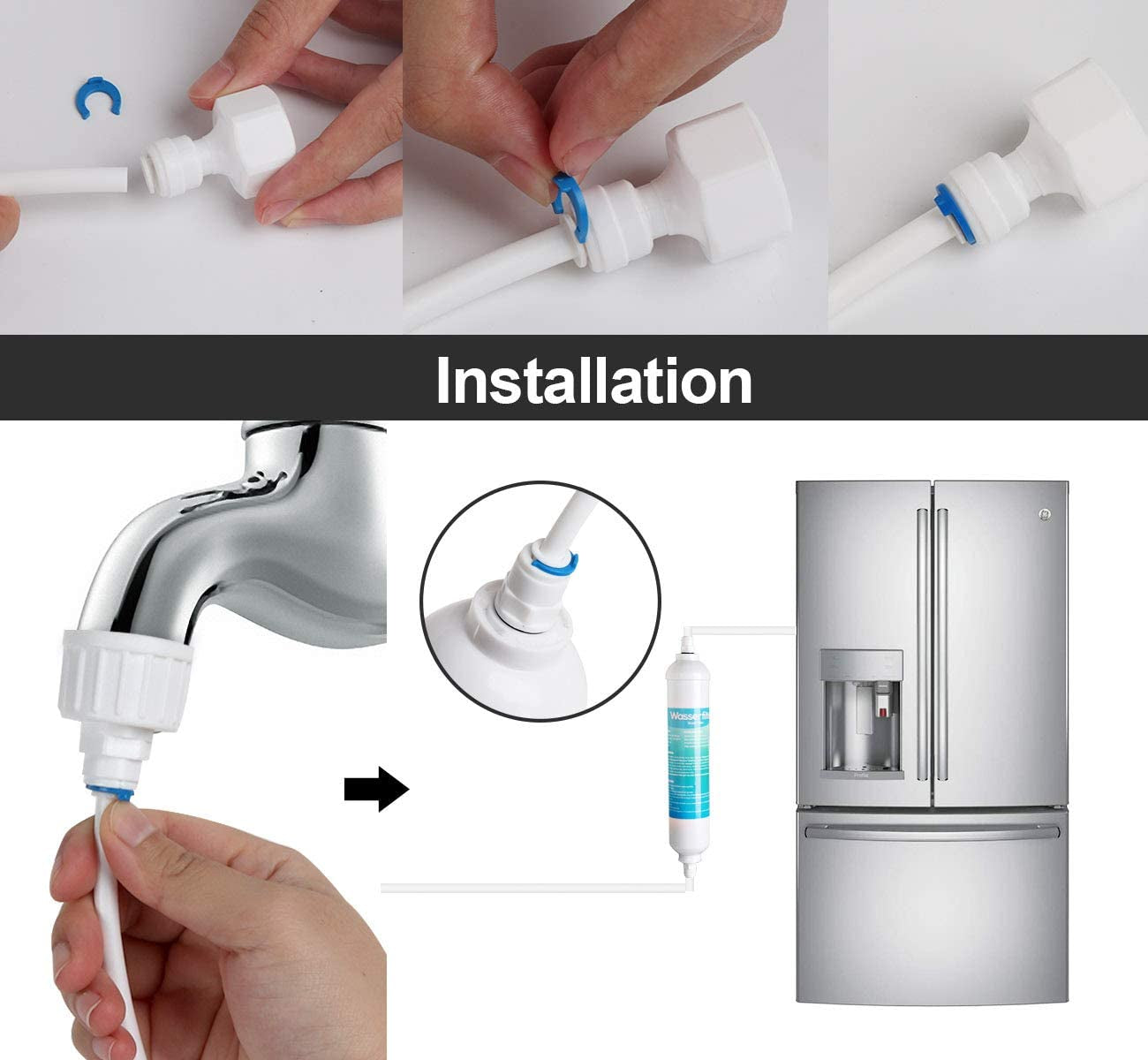 49.2Ft Water Supply Pipe Tube,Refrigerator Water Line +Fridge Connector Kit, Ice Maker Water Line Kit for Refrigerator,Ice Maker... (1/4" Tubing Pipe)-Easy Installation.