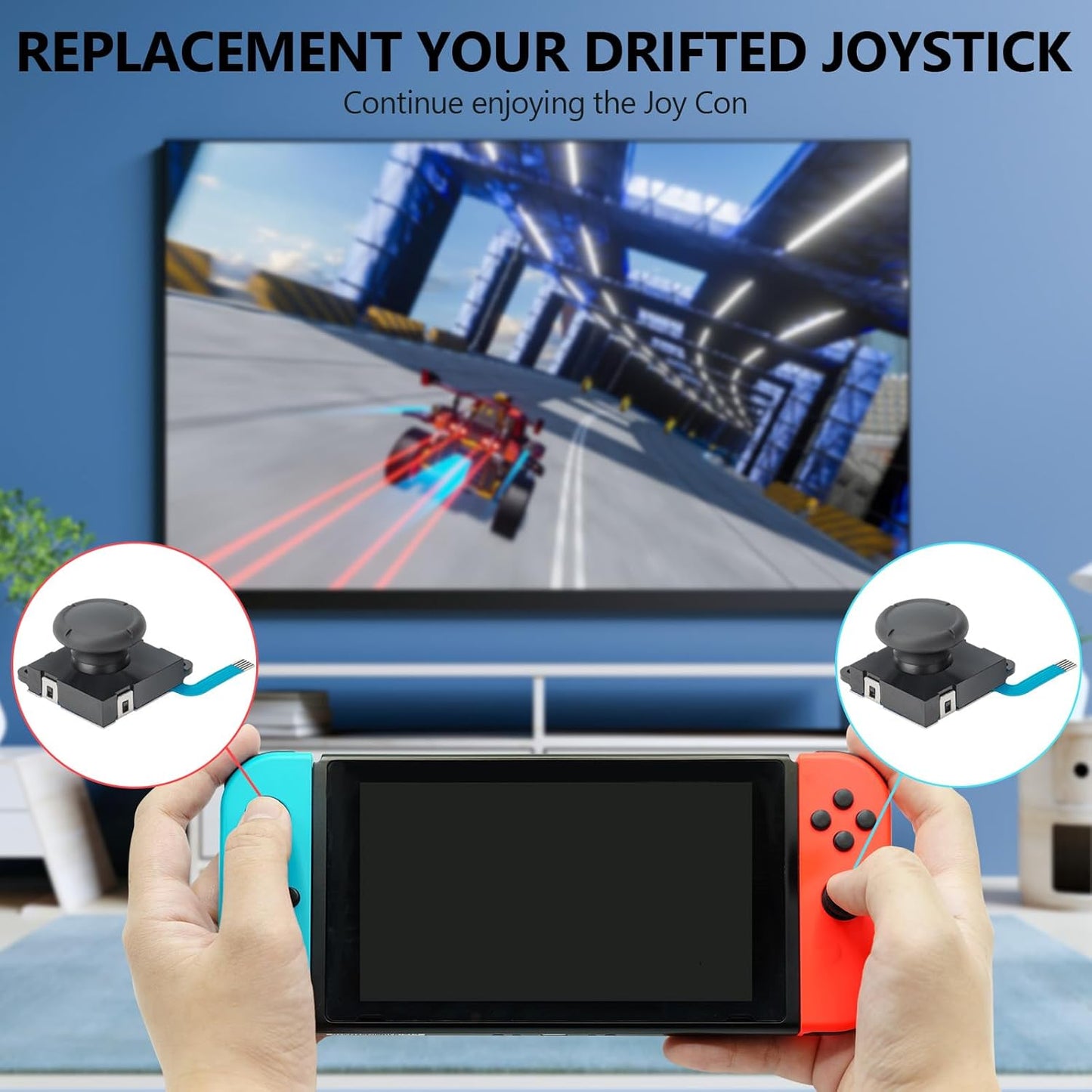 2 Pack Joycon Joystick Replacement,Replacement Joystick Analog Thumb Stick Repair Kit for Nintendo Switch,Switch OLED Model & Switch Lite Joy-Con Controller - Include Y1.5 / +1.5 Screwdriver/Pry Tools