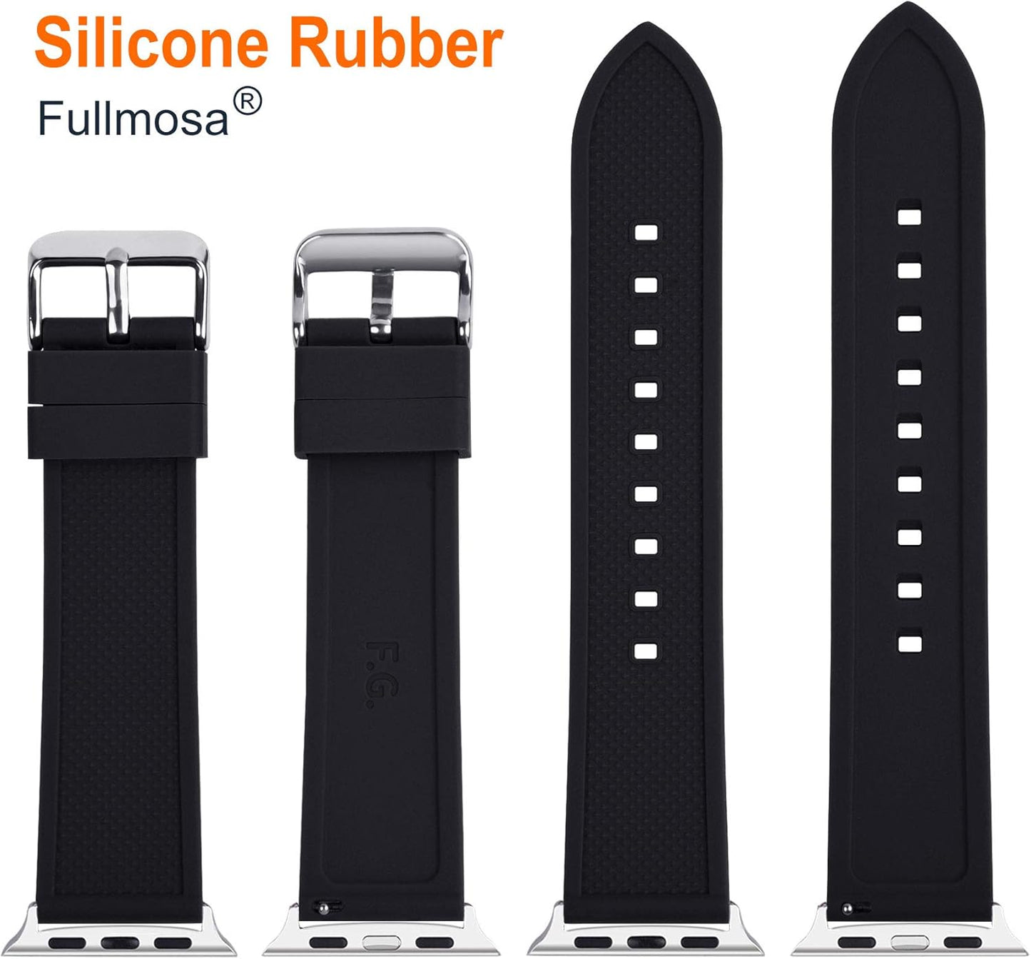 Compatible Sport Bands for Apple Watch Series 10 42Mm, 9/8/7 41Mm, SE2/SE/6/5/4 40Mm, 3/2/1 38Mm,Silicone Rubber Iwatch Band for Women Men, Black