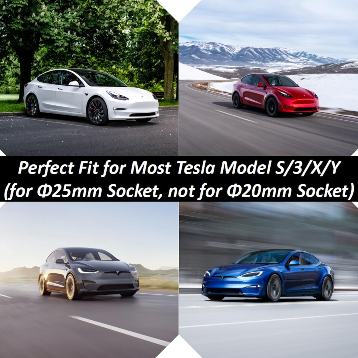 Odor-Free Jack Pads Compatible with Tesla Model S/3/X/Y Lift Pucks Tesla Accessories Battery & Chassis Protector Rubber Adapter Tool with Portable Storage Box & Gloves, for Tesla with 25 MM Socket