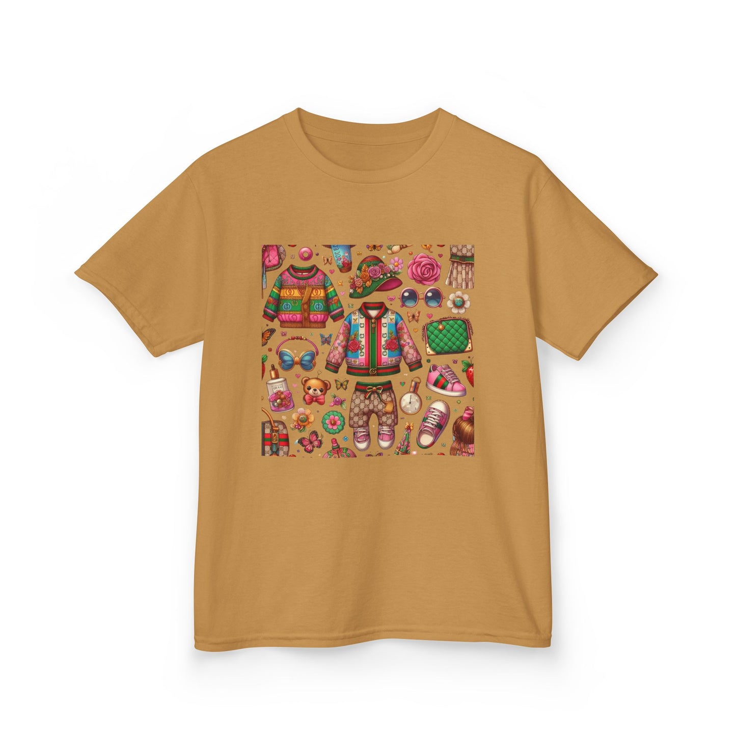 Whimsical Gucci-Inspired Kids' Tee with Fun Patterns for Playful Days