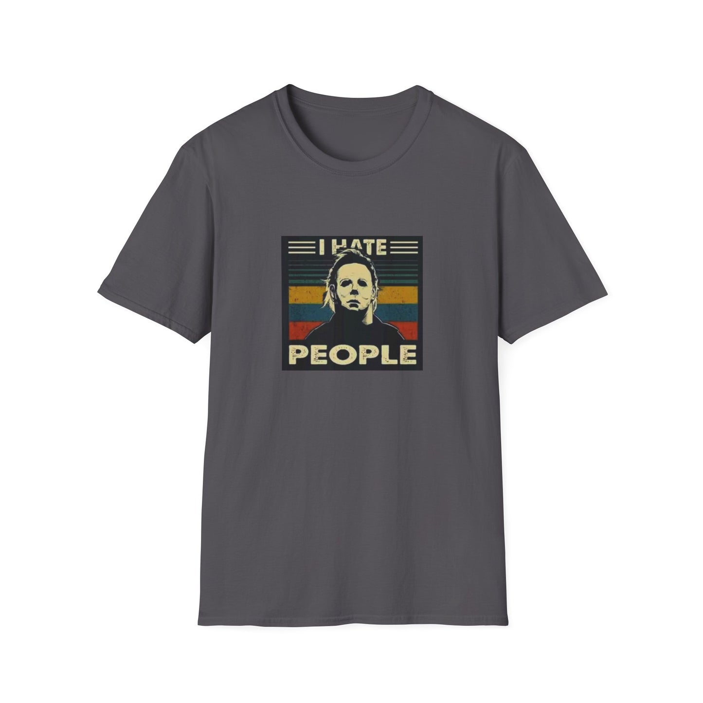 Tees Michael Myers I Hate People Vintage Print Short-Sleeved Tee Men'S Black T Shirt Unisex Softstyle T-Shirt