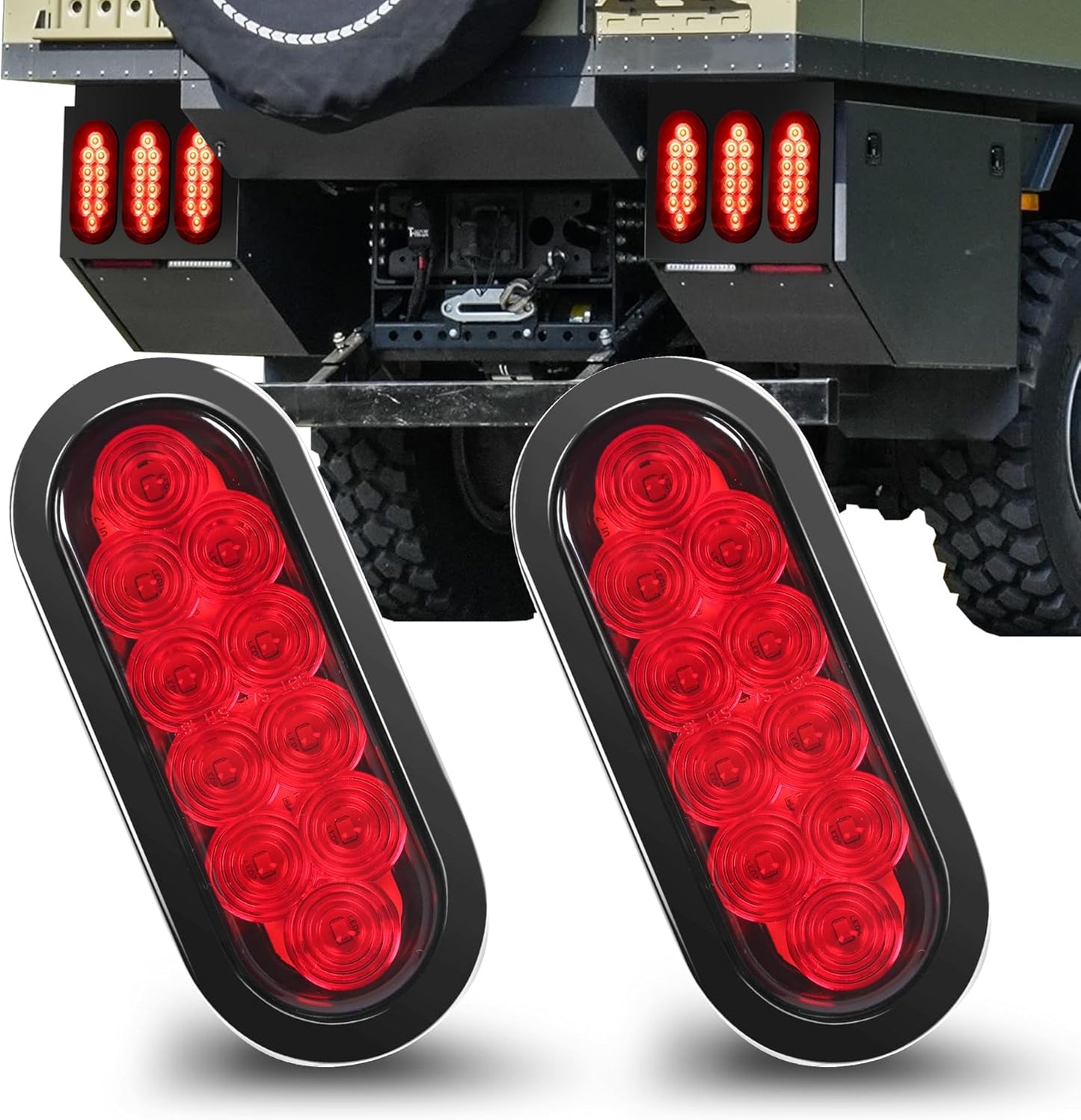 70205 Trailer Light Kit - 12V All LED, Left and Right Waterproof Submersible for Trailers, Boat Trailer Truck Marine Camper RV Snowmobile, Red