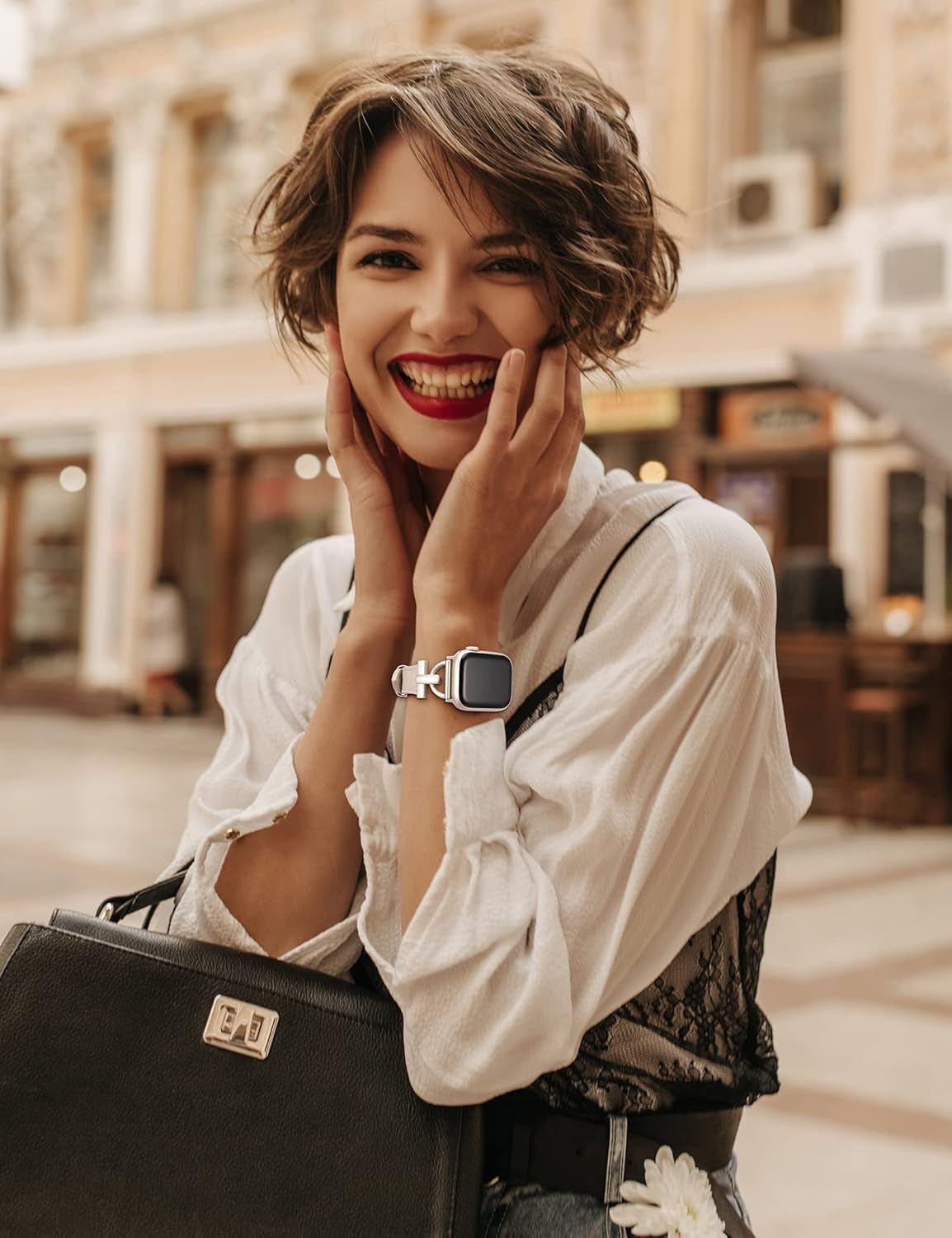 2 Packs Leather Band Compatible with Apple Watch Band Women 38/40/41/42/44/45/46/49Mm, Dressy Fancy Leather Strap for Iwatch Bands Series 10 9 8 7 6 5 4 3 2 1 SE Ultra