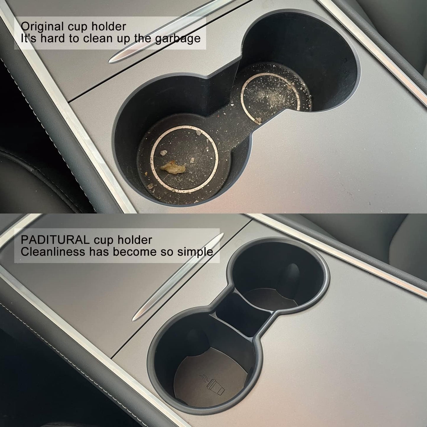 Upgraded Tesla Cup Holder Insert for 2024-2021 Model Y and 2023-2021 Model 3