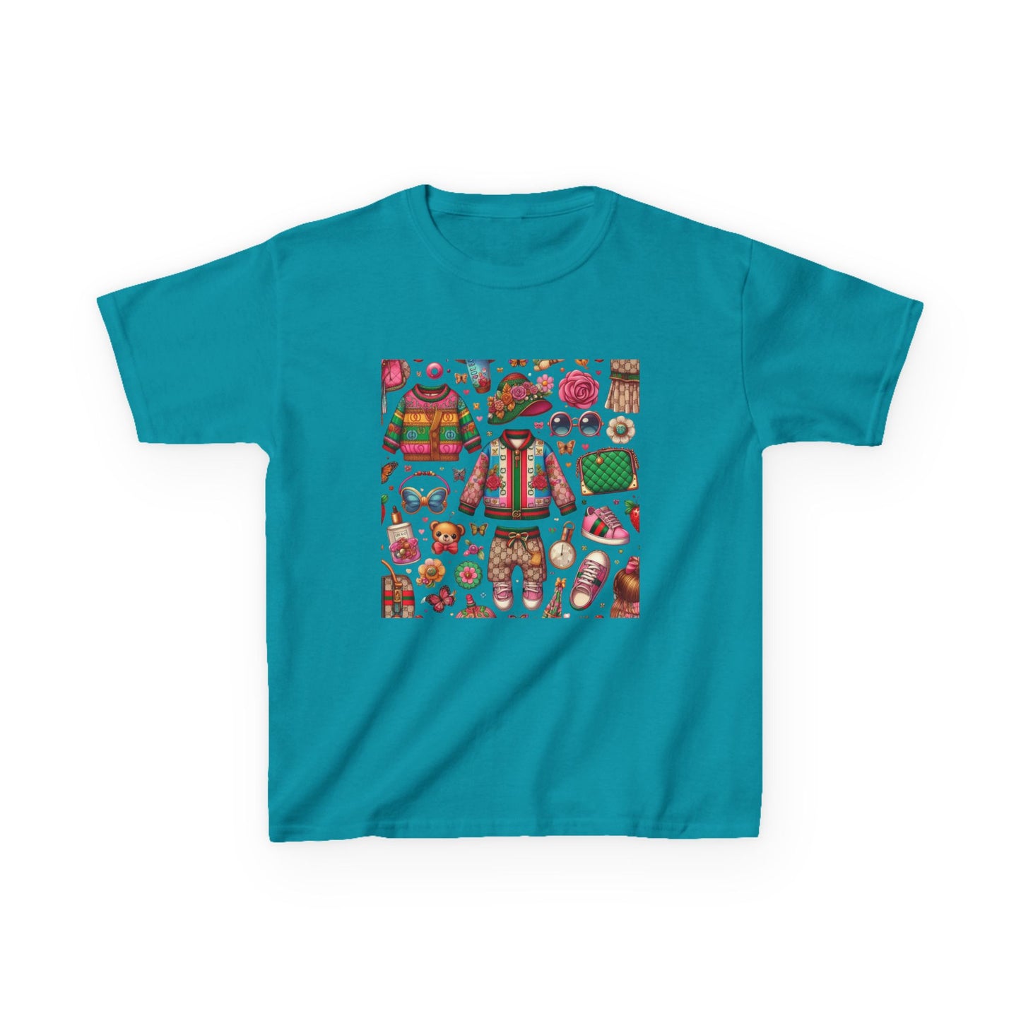 Whimsical Gucci-Inspired Kids' Tee with Fun Patterns for Playful Days