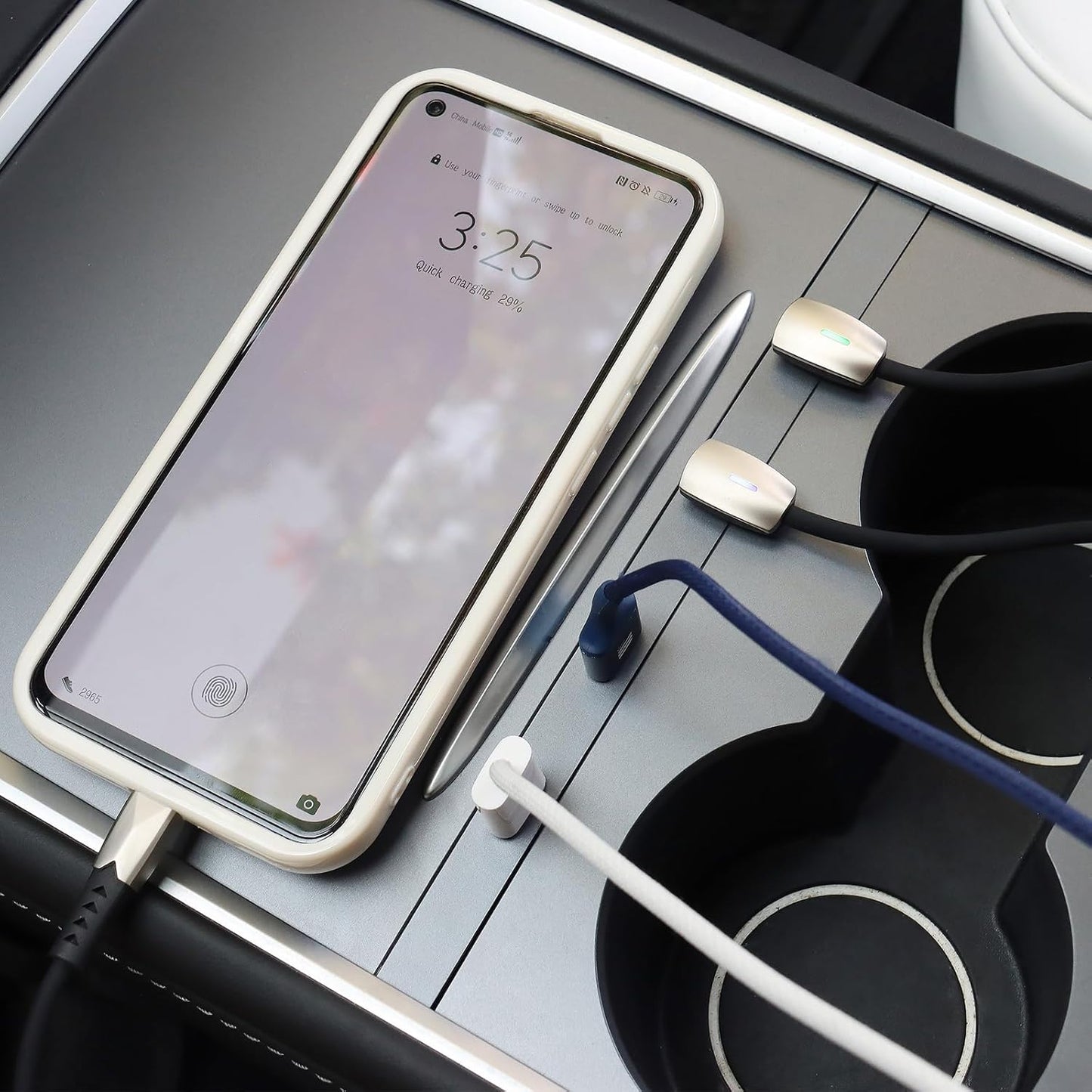 USB Hub for Tesla Model Y 2021-2024 Model 3 2021-2023 Center Console, Support USB-C Fast Charging, Docking Station Accessories for Tesla Model 3/Y, Silver Gray