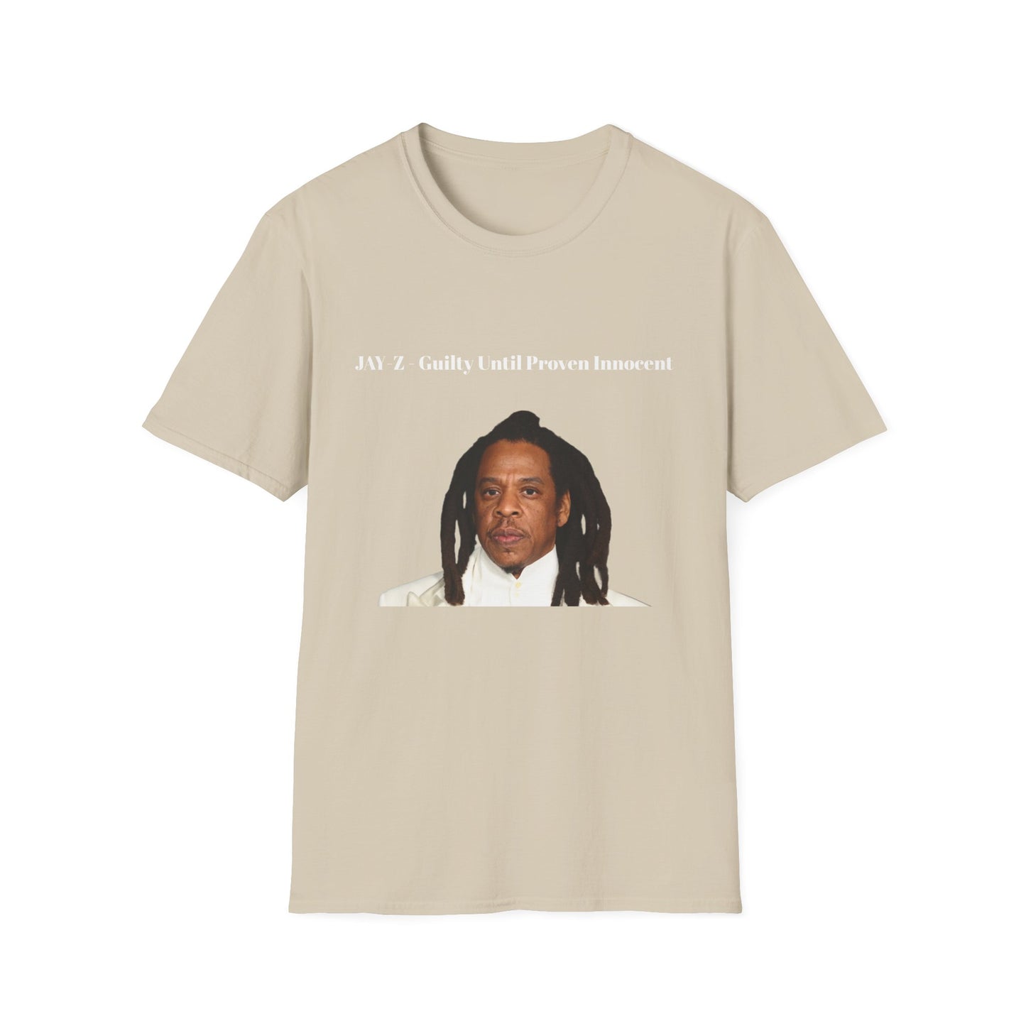 The JAY-Z "Guilty Until Proven Innocent" Unisex Softstyle T-Shirt is a stylish and comfortable graphic tee