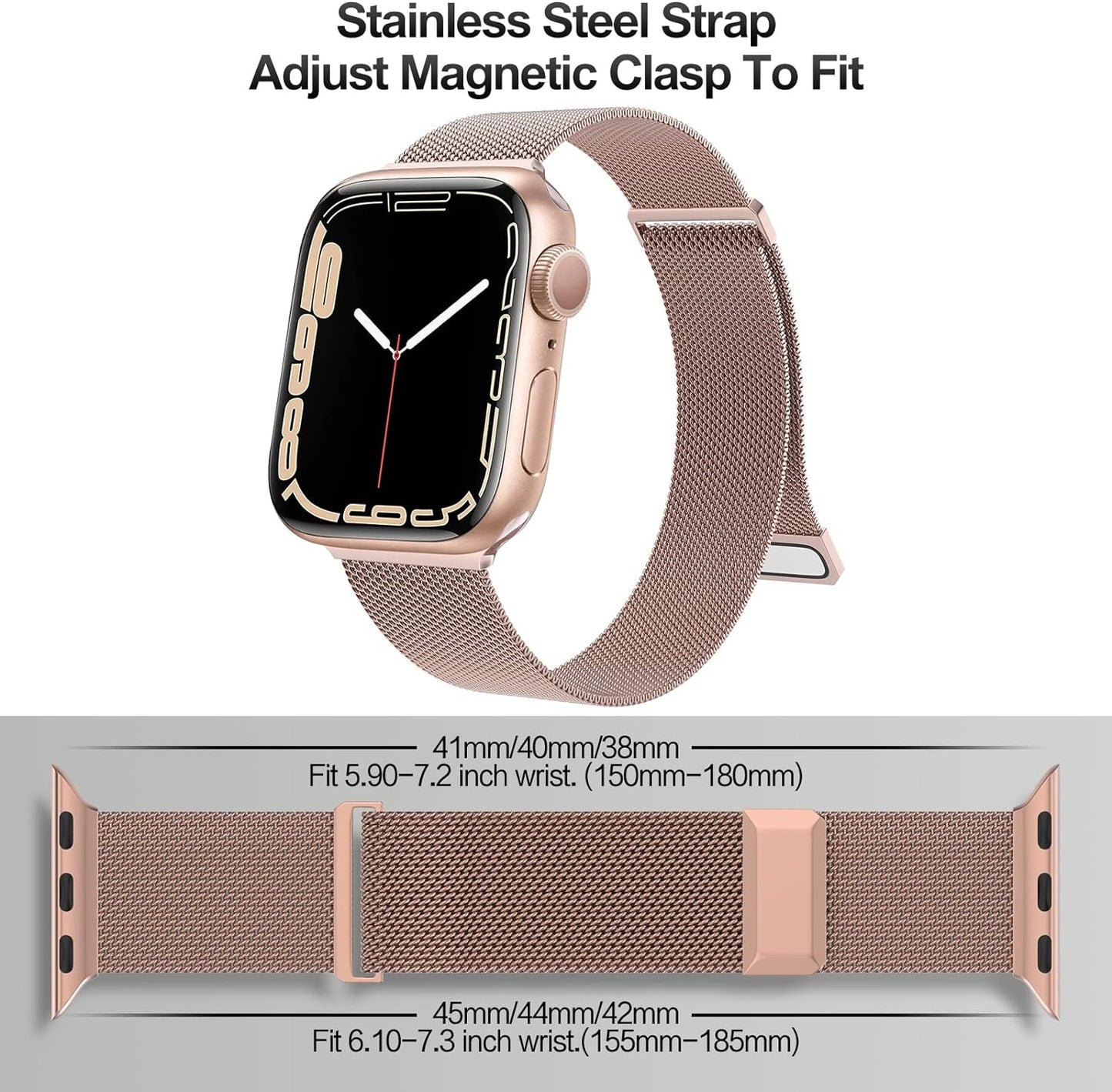 Compatible with Apple Watch Band 42Mm 44Mm 45Mm 38Mm 40Mm 41Mm,Stainless Steel Mesh Loop Magnetic Clasp Bands for Iwatch Series 9 8 SE 7 6 5 4 3 2 1 Women Men-41Mm/40Mm/38Mm Champagme Gold