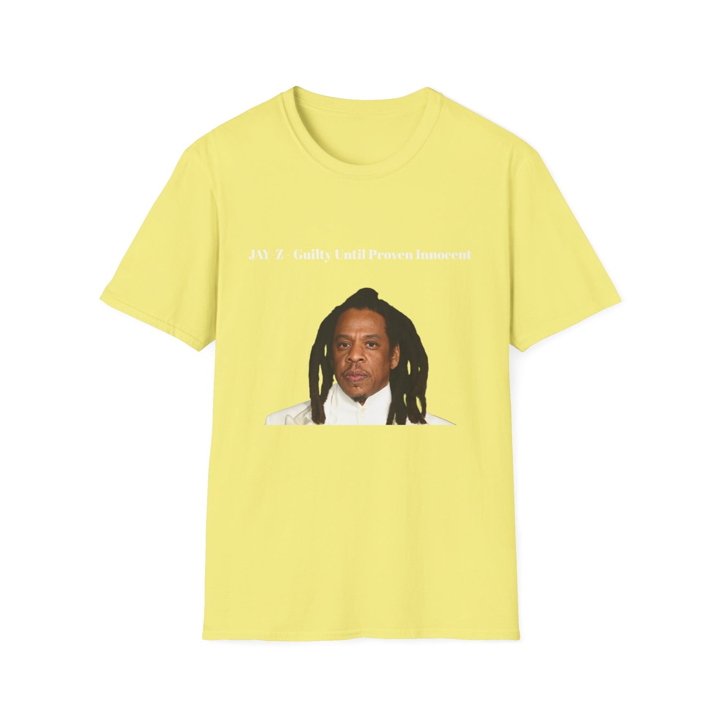 The JAY-Z "Guilty Until Proven Innocent" Unisex Softstyle T-Shirt is a stylish and comfortable graphic tee