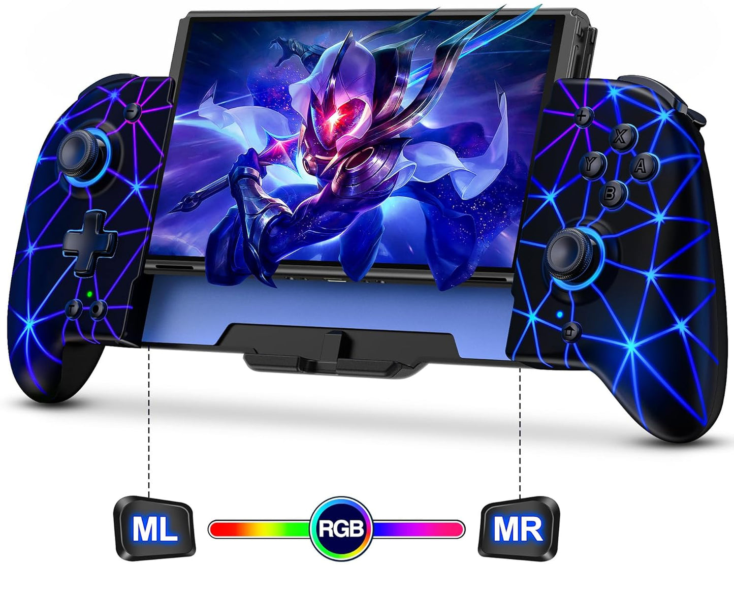 Switch Controllers for Nintendo Switch/Oled Controller, Switch Wireless Pro Controller One-Piece Joypad, Full-Size Ergonomic Handheld Mode Controller with Battery/Rgb/Turbo/Programming(Black)