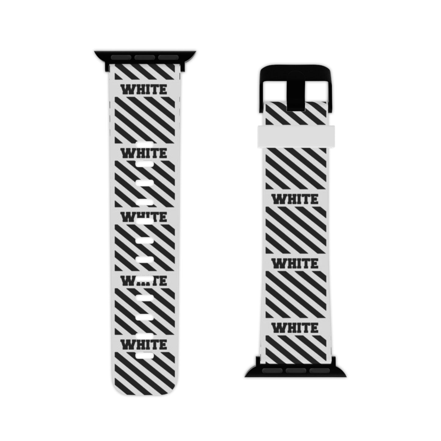 Stylish Black & Off-White Inspired Apple Watch Band - Modern Design with 'WHITE' Text