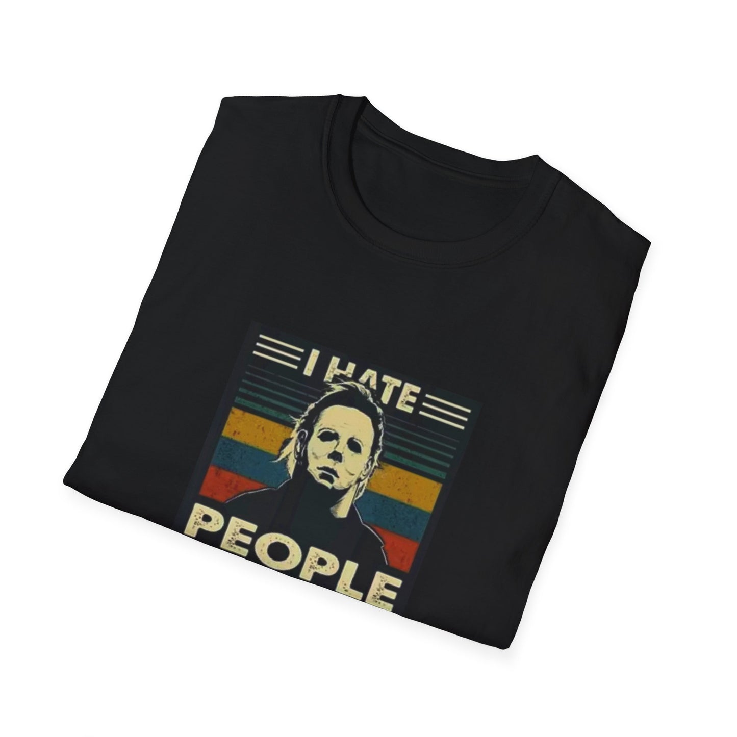 Tees Michael Myers I Hate People Vintage Print Short-Sleeved Tee Men'S Black T Shirt Unisex Softstyle T-Shirt