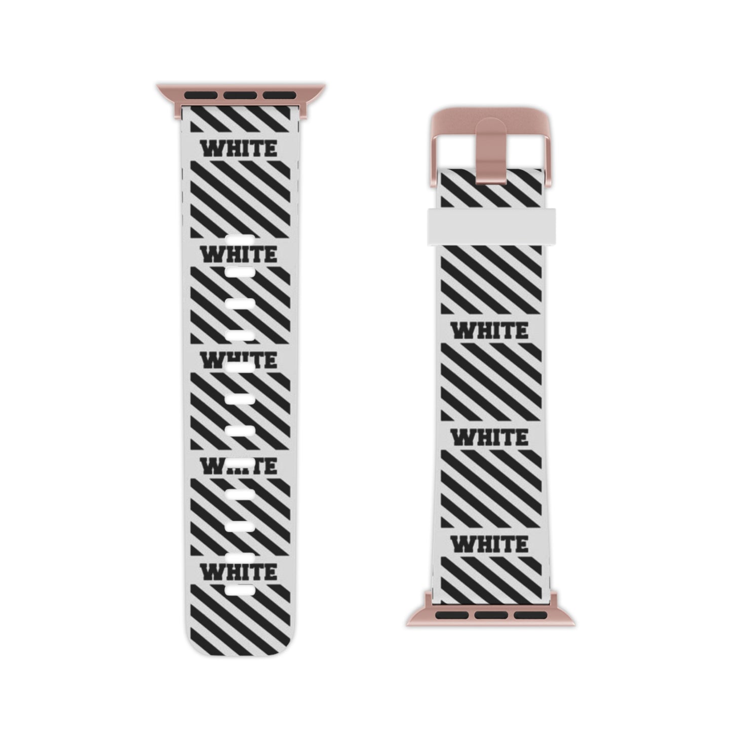 Stylish Black & Off-White Inspired Apple Watch Band - Modern Design with 'WHITE' Text