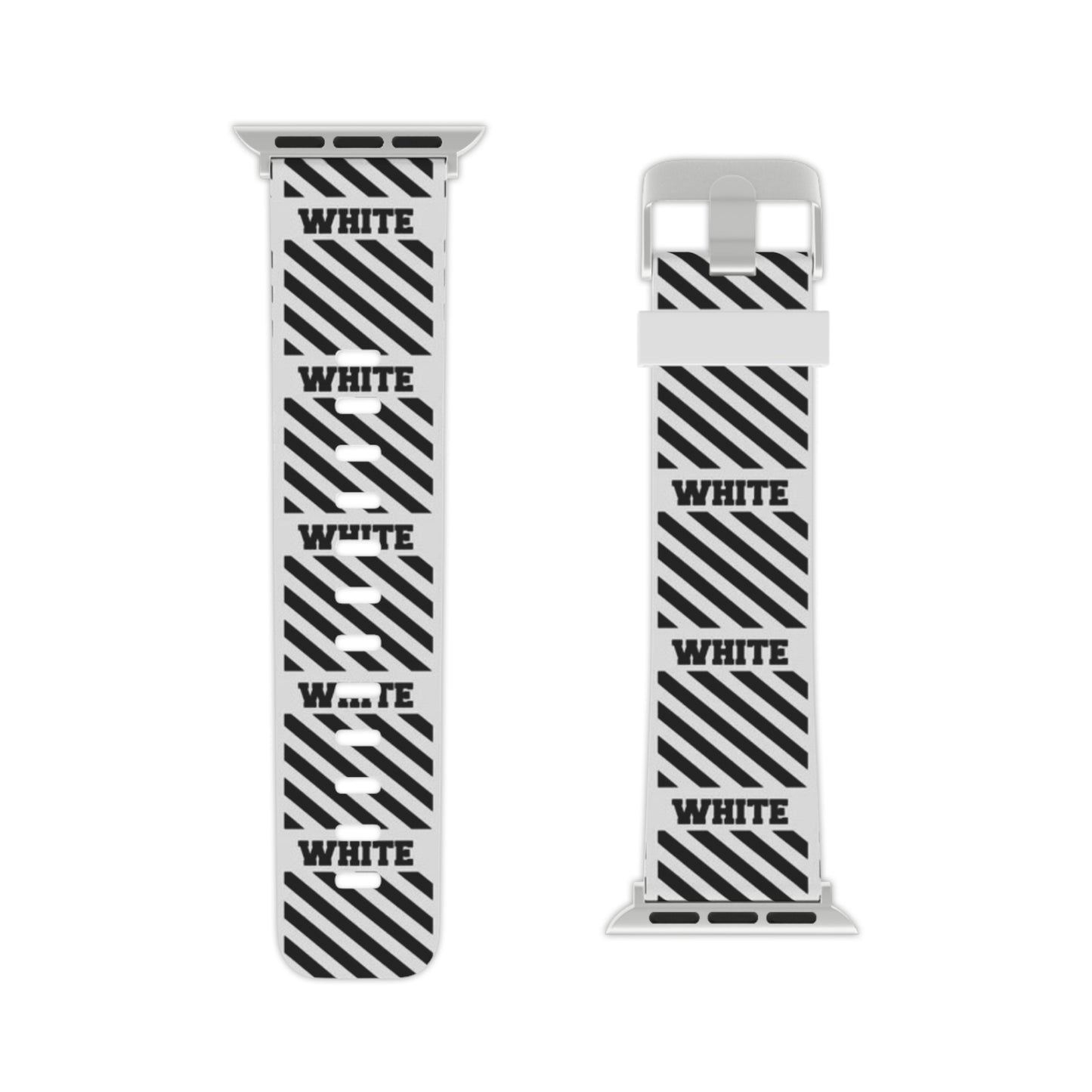Stylish Black & Off-White Inspired Apple Watch Band - Modern Design with 'WHITE' Text