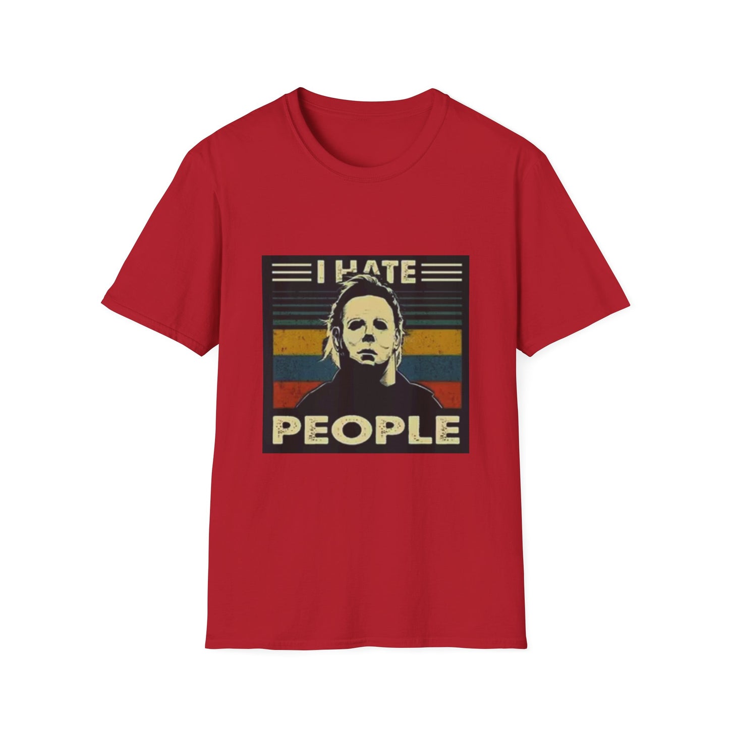 Tees Michael Myers I Hate People Vintage Print Short-Sleeved Tee Men'S Black T Shirt Unisex Softstyle T-Shirt