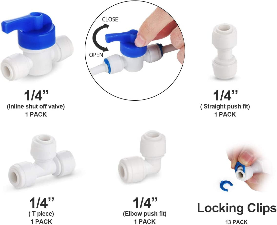 49.2Ft Water Supply Pipe Tube,Refrigerator Water Line +Fridge Connector Kit, Ice Maker Water Line Kit for Refrigerator,Ice Maker... (1/4" Tubing Pipe)-Easy Installation.