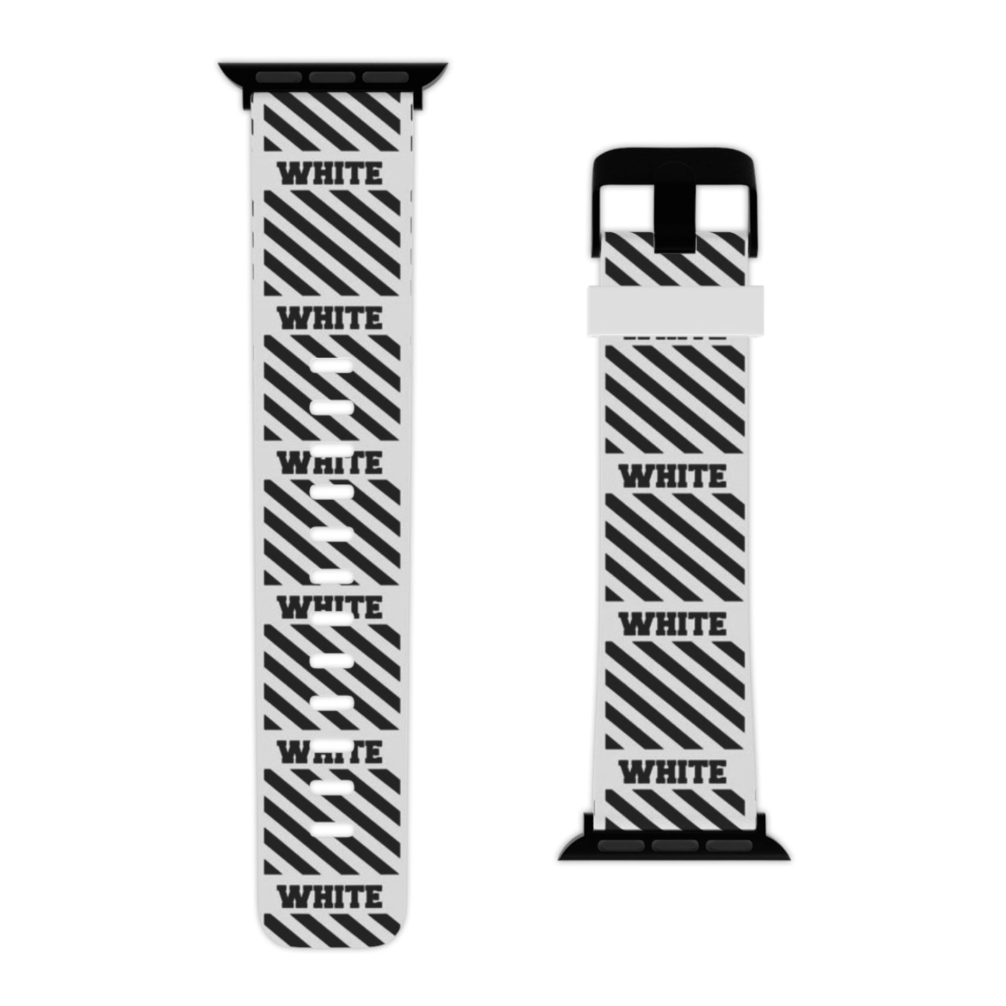 Stylish Black & Off-White Inspired Apple Watch Band - Modern Design with 'WHITE' Text