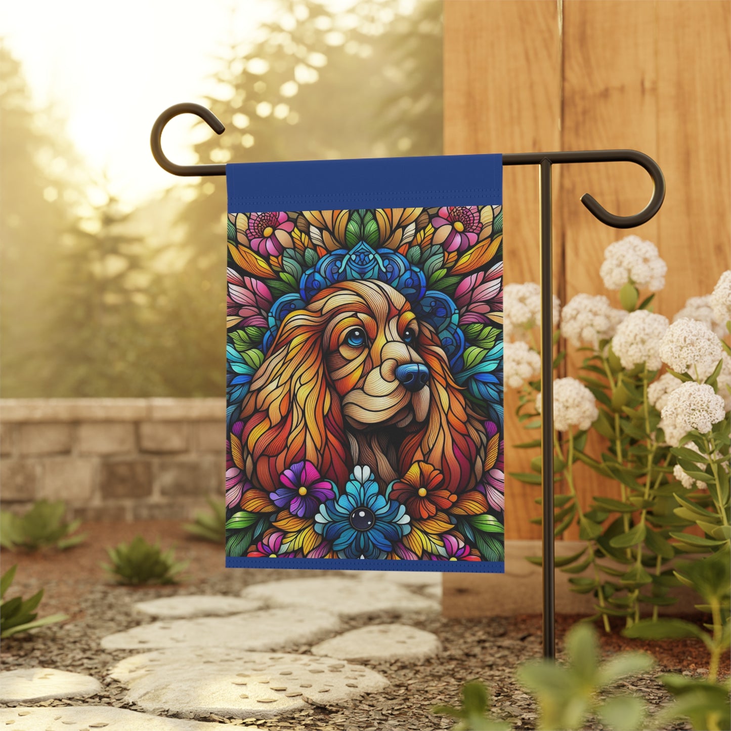 Colorful Floral Dog Garden Flag - Vibrant House Banner for Pet Lovers