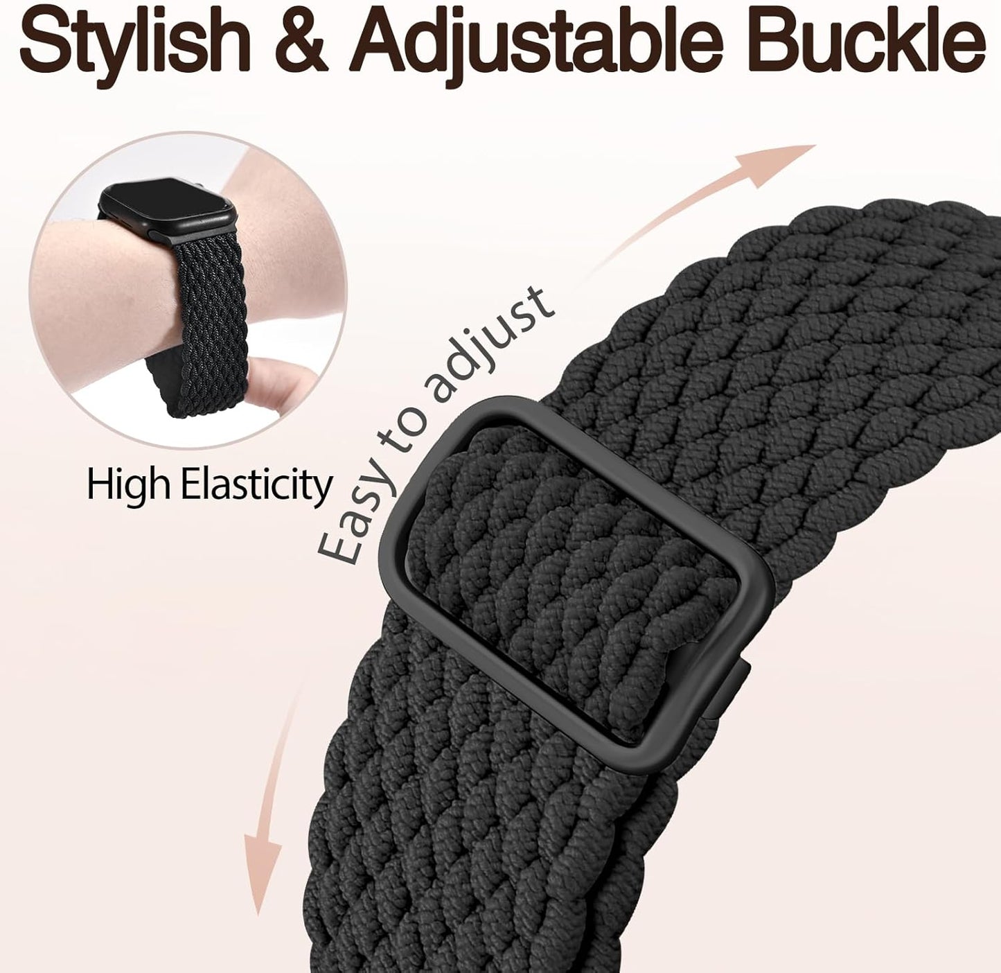 2 Pack Braided Stretchy Nylon Compatible with Kids Apple Watch Band 38Mm 40Mm 41Mm 42Mm 44Mm 45Mm 49Mm, Elastic Sport Strap Wristband Replacement for Iwatch Band Ultra 2 1 Series 9 8 7 6 5 4 3 2 1 SE SE2 Boys Girls Small Wrist