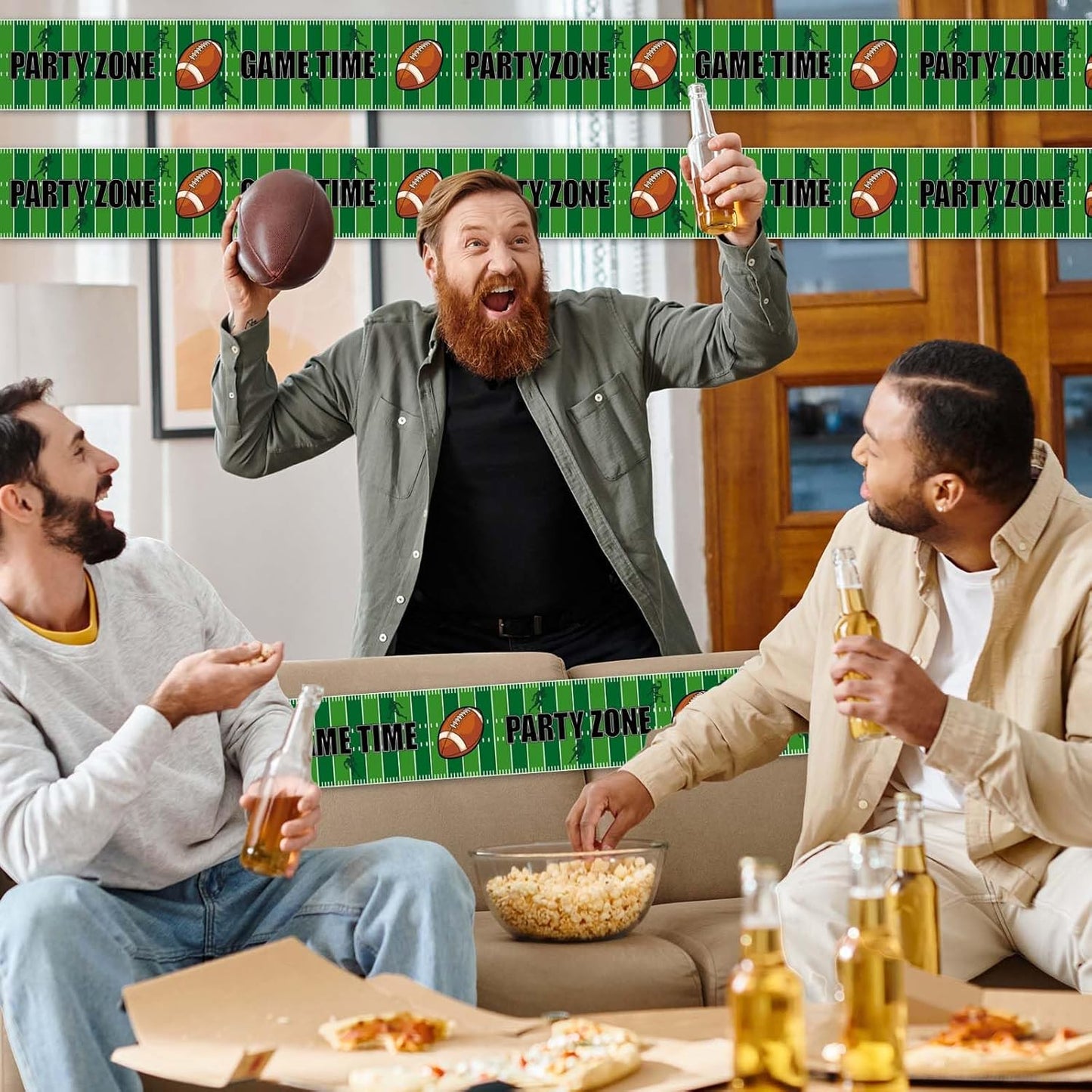 65Ft Football Party Banner Football Game Time Banner Tape Decoration American Football Sports Theme Party Zone Banner Tape for Super Bowl Game Day Football Party Tailgate Decorations Supplies