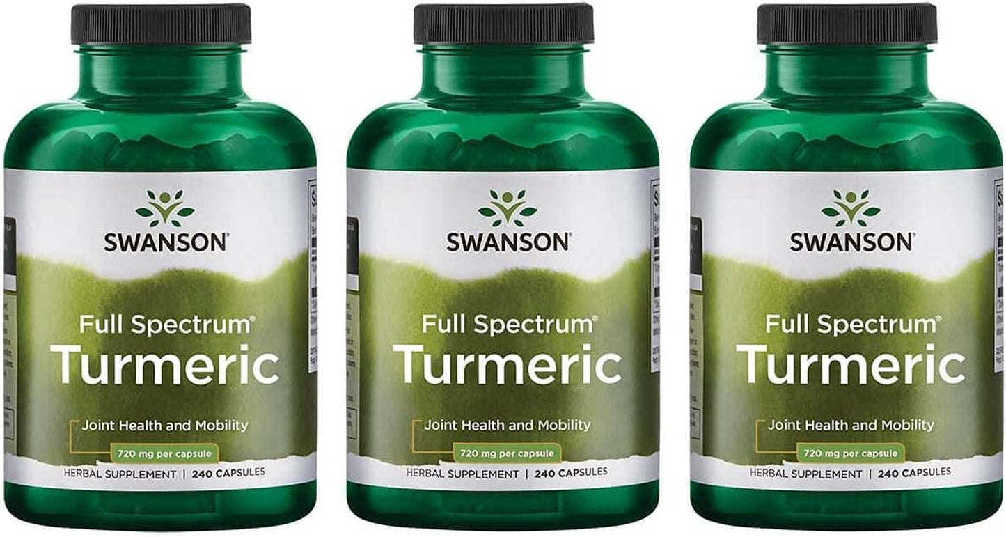 Turmeric Antioxidant, Joint Health, Cardiovascular, Liver Detox, Mood and Memory Support Supplement Curcuma Longa (Rhizome) 720 Mg, 240 Capsules, 120 Servings, 1.44 Grams per Serving TLBH