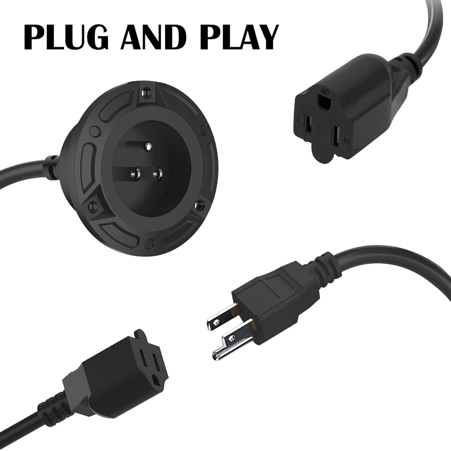 15 Amp Ac-Port-Plug Rv-Outlet Extension-Integrated- Receptacle Electrical-Outlet: Waterproof NEMA 5-15 Flanged Inlet Plug Electrical Outlet Receptacle Box for Rv,Boat,Pickup,Jeep,Truck