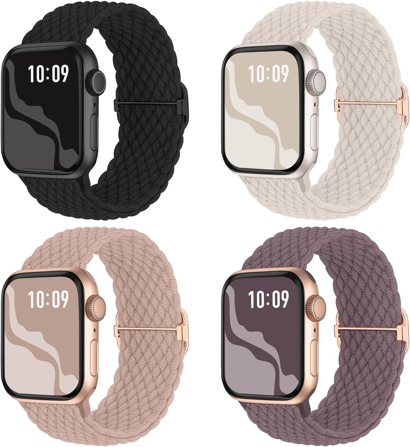Braided Stretchy Solo Loop Compatible for Apple Watch Band 38Mm 40Mm 41Mm 42Mm 44Mm 45Mm 46Mm 49Mm for Women Men, Nylon Elastic Straps Wristbands for Iwatch Series 10 9 8 7 6 SE 5 4 3 2 Ultra Ultra 2