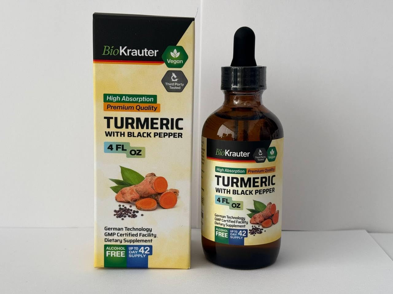 Turmeric Supplement Tincture - 1200 Mg Turmeric Curcumin with Black Pepper Extract - Alcohol and Sugar Free - Vegan Drops 4 Fl.Oz. TLBH