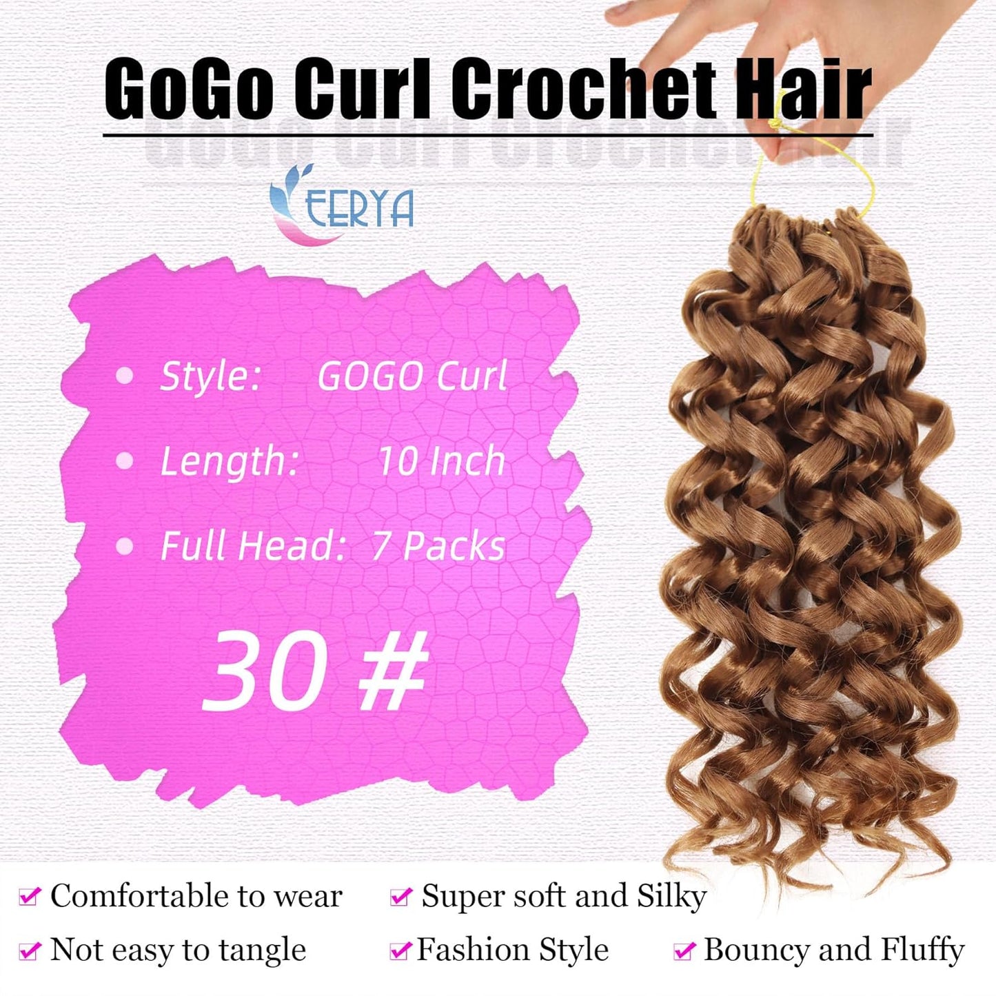 7 Packs Gogo Curl Crochet Hair 10 Inch Short Curly Crochet Hair for Women Water Wave Beach Curl Deep Twist Crochet Braids Synthetic Braiding Hair Extensions(10 Inch, #30)