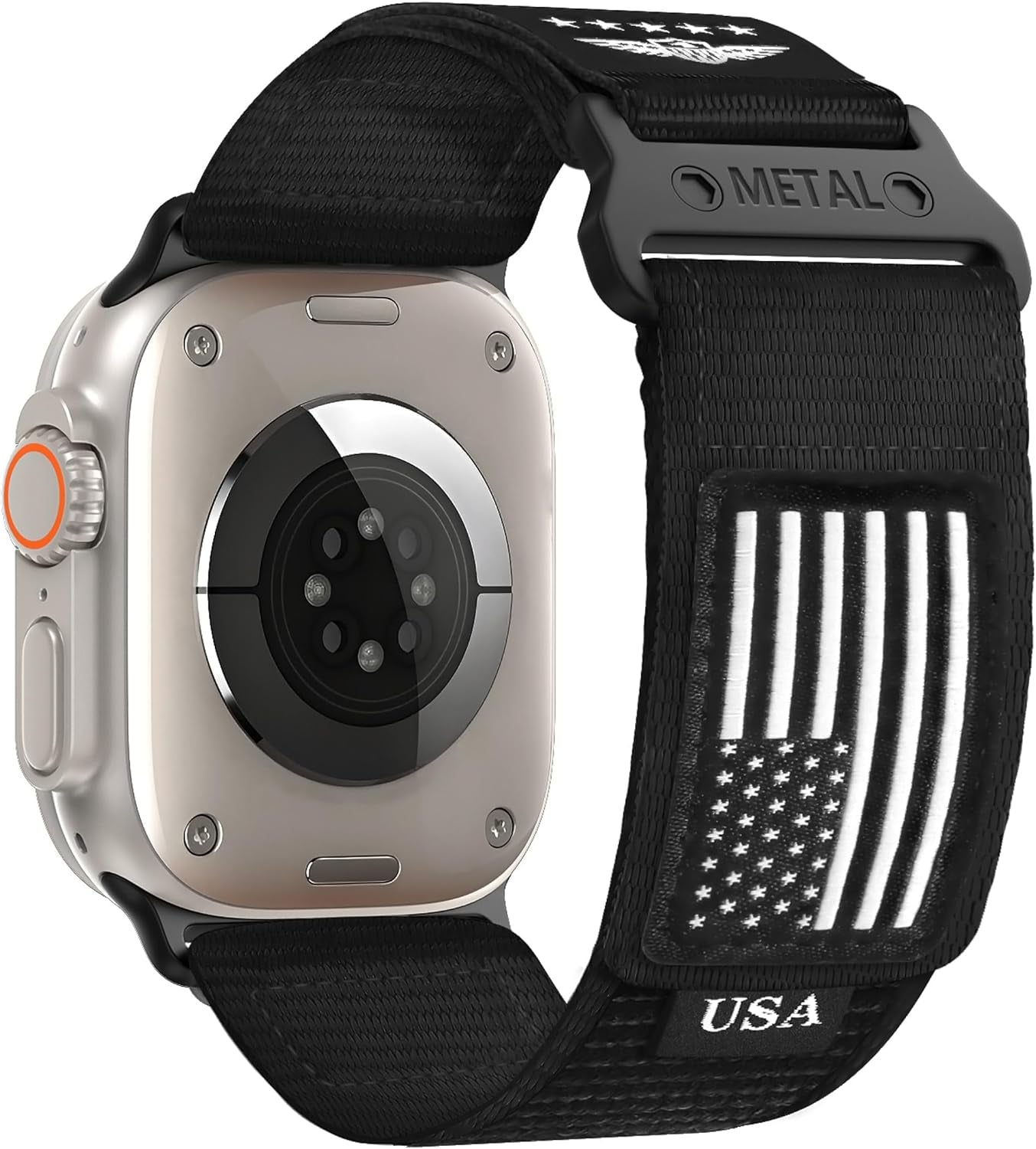 Rugged Nylon for Apple Watch Ultra/2 Band 49Mm Iwatch Bands 45Mm 44Mm 42Mm Men,Soft Woven Adjustable Stars-Stripes Flag Wristbands Strap for Apple Watch Ultra Band 9/8/7/6/5/4/3/Se/Ultra2 44/45/49 Mm