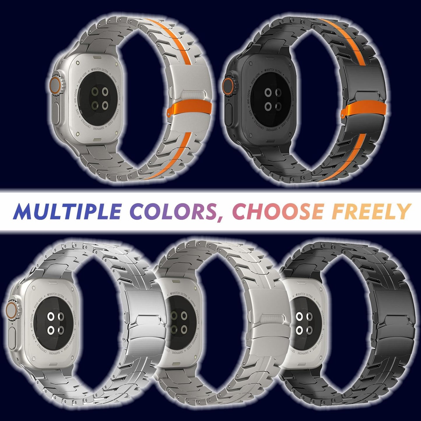Titanium Band Compatible with Apple Watch Ultra & Ultra 2 (49Mm, 45Mm, 44Mm, 42Mm) - Adjustable Lightweight Titanium Metal Replacement Strap with Folding Clasp for Men and Women