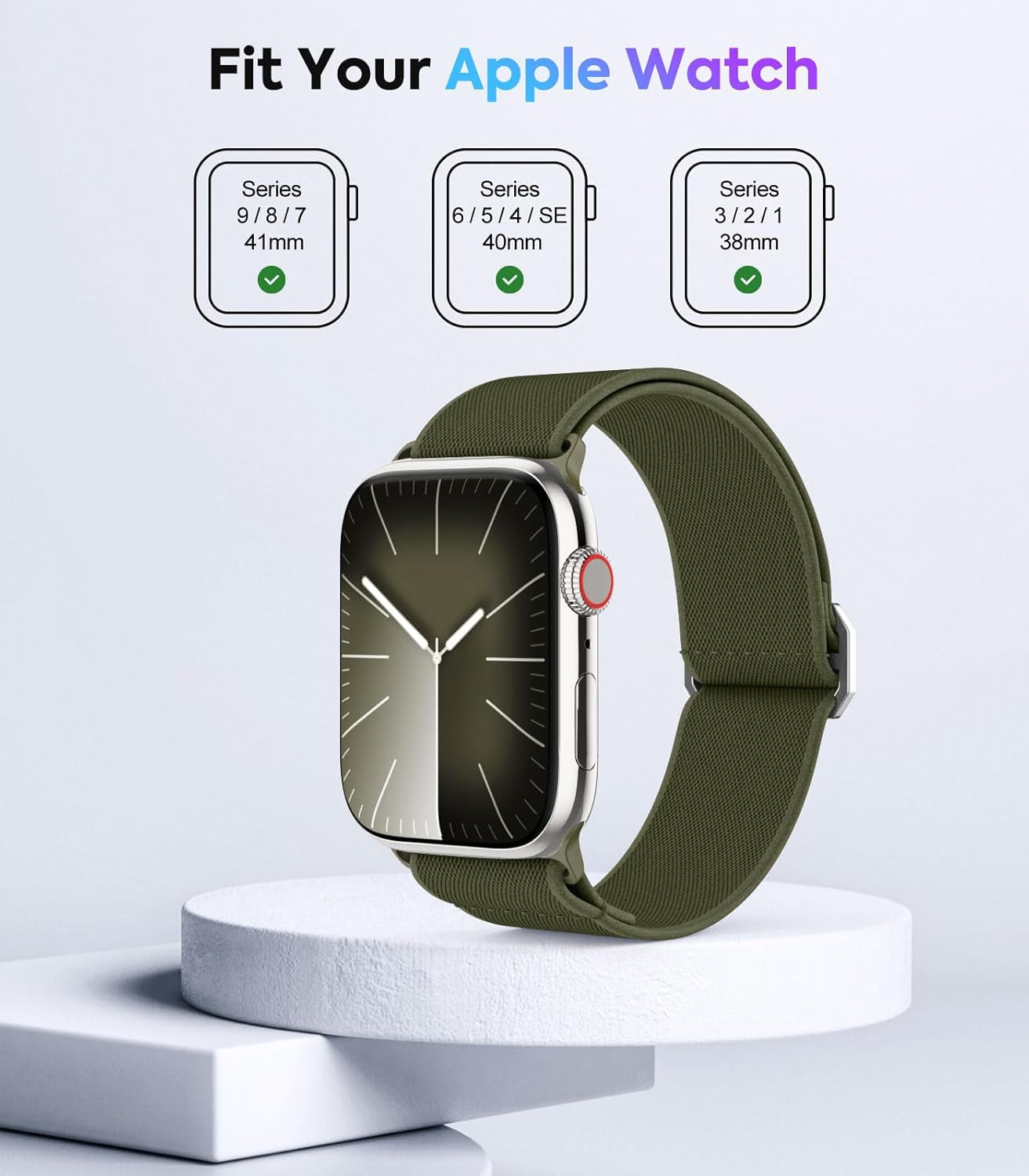 4Pack Watch Band Compatible with Apple Watch Series 9 8 7 6 5 4 3 2 1 SE 38/40/41Mm, Stretchy Solo Loop Nylon Strap Replacement Sport Wristband
