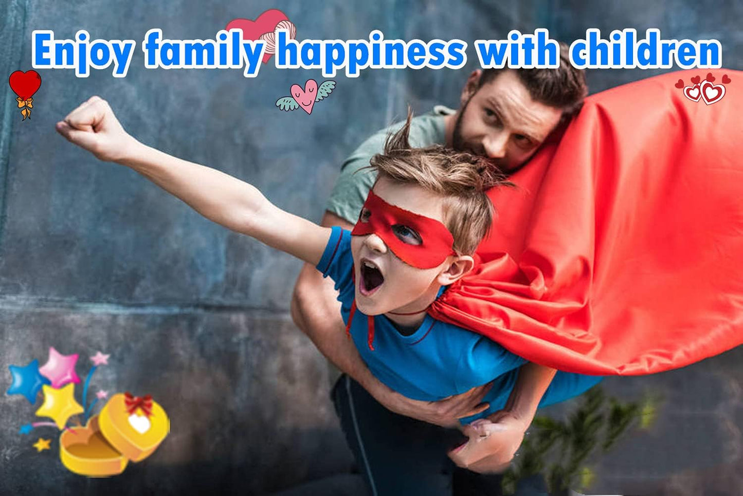 Capes and Masks for Kids Double Side Dress up Costumes Christmas Halloween Cosplay Gift for Boys Girls