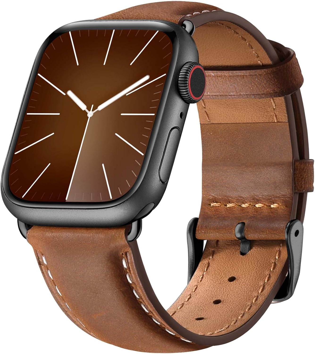 Leather Bands Compatible with Apple Watch Bands 49Mm 46Mm 45Mm 44Mm 42Mm 40Mm for Men Women, Vintage Genuine Leather Wristband Replacement Bands for Iwatch Series 10 9 8 7 6 5 4 3 2 1 SE Ultra2