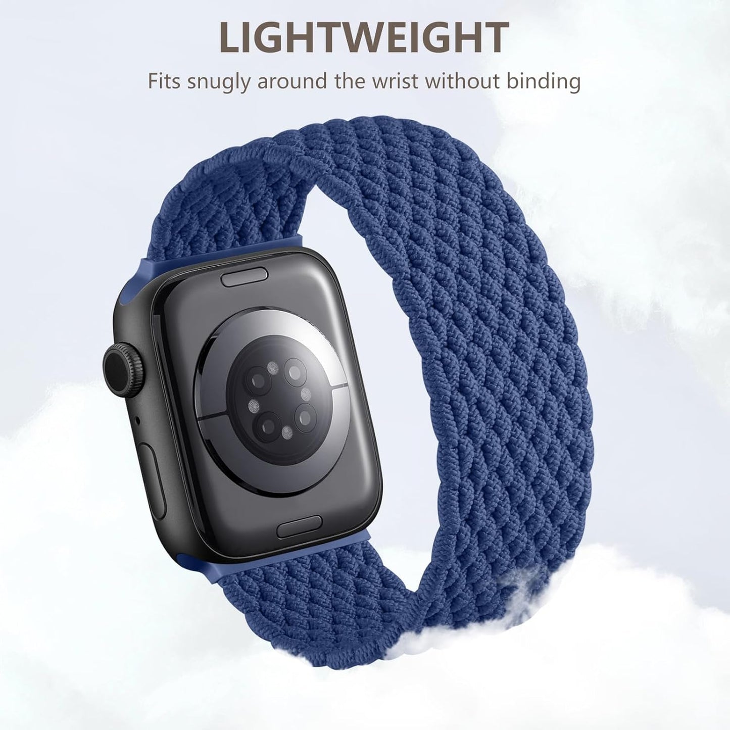 Braided Stretchy Solo Loop Compatible for Apple Watch Band 42Mm 44Mm 45Mm 49Mm 41Mm 40Mm 38Mm Women Men, Nylon Elastic Strap Wristbands for Iwatch Series 9 8 7 6 5 4 3 2 1 SE Ultra/Ultra 2,Blue